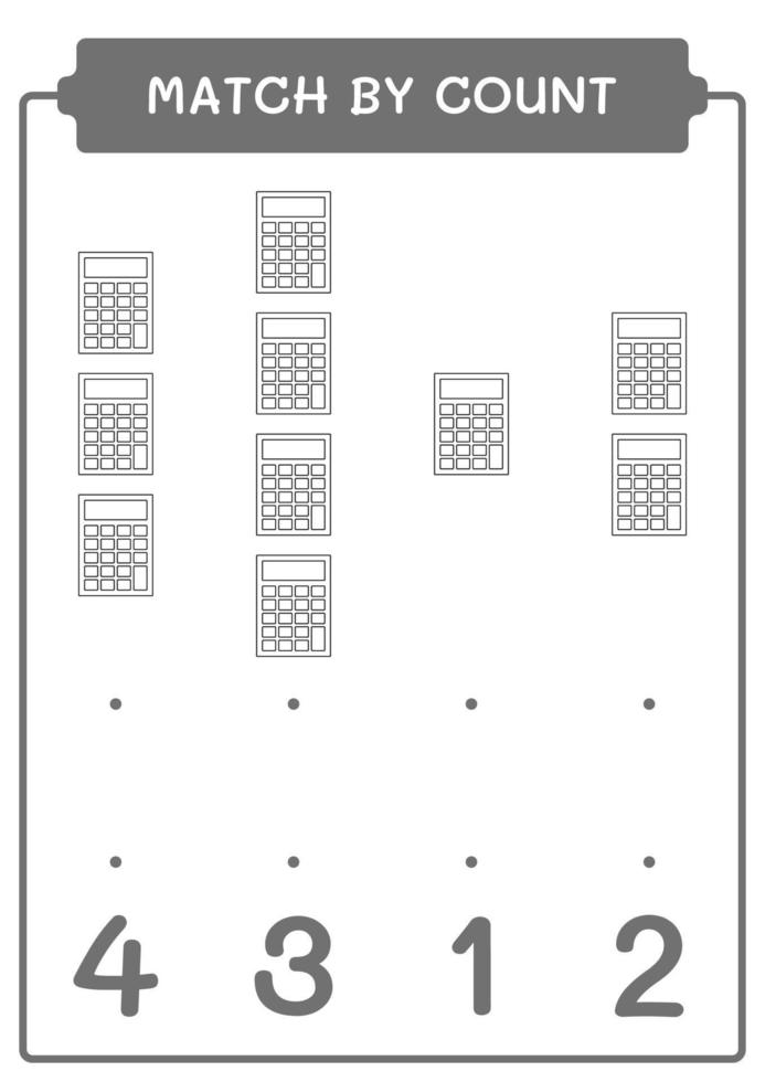 jogo por contagem de calculadora, jogo para crianças. ilustração vetorial, planilha para impressão vetor