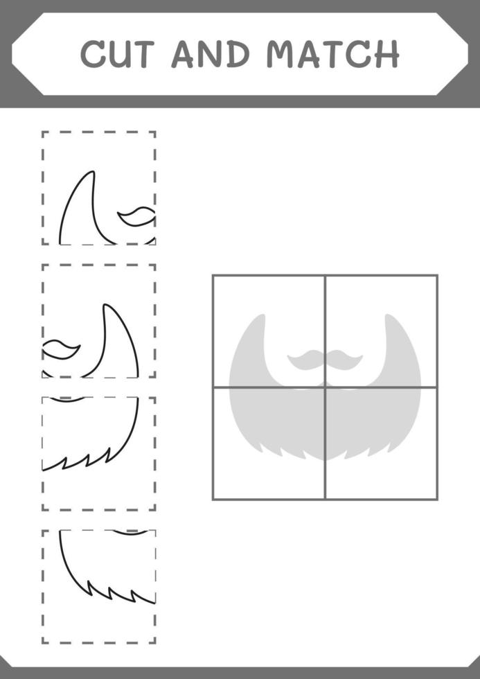 corte e combine partes da barba de duende, jogo para crianças. ilustração vetorial, planilha para impressão vetor