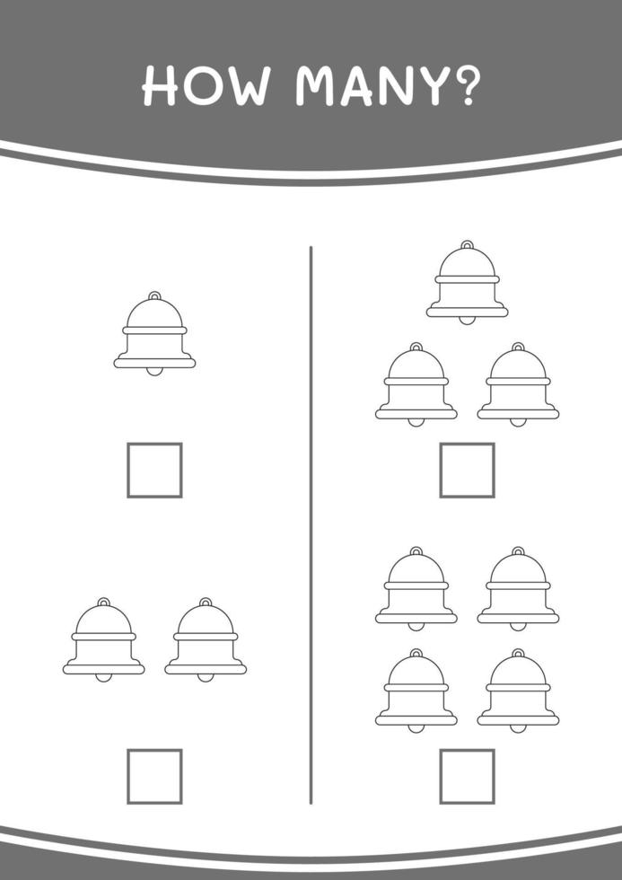 quantos de sino, jogo para crianças. ilustração vetorial, planilha para impressão vetor