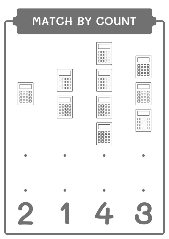 jogo por contagem de calculadora, jogo para crianças. ilustração vetorial, planilha para impressão vetor