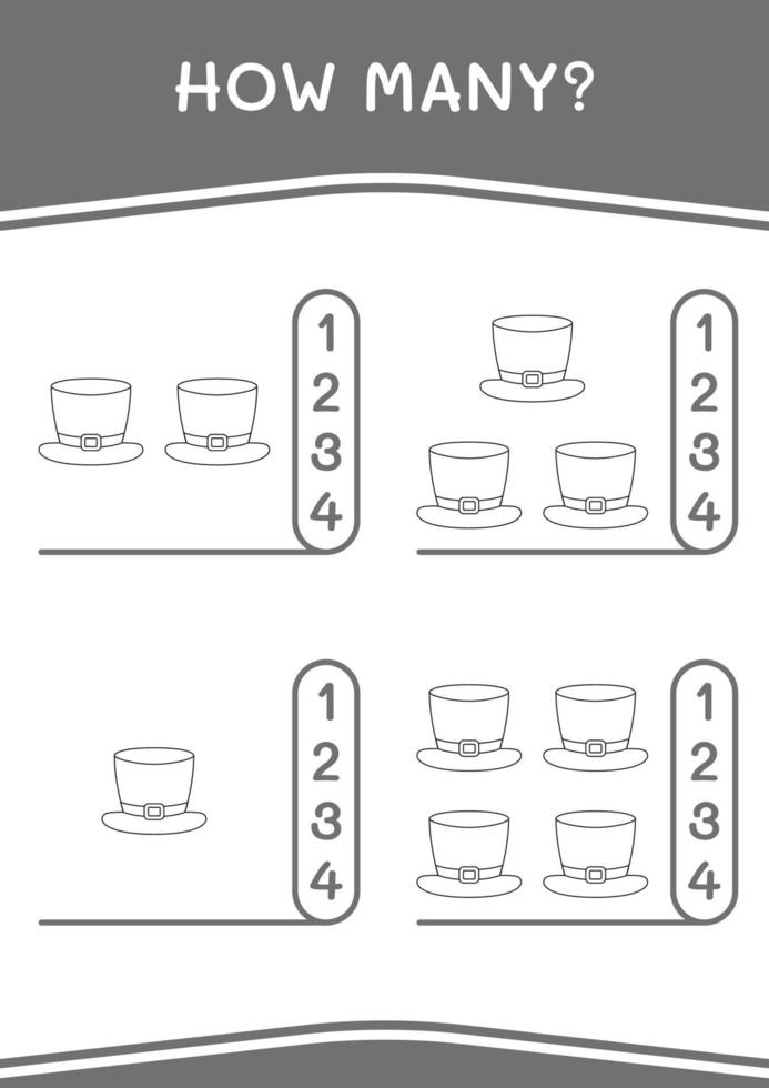quantos de st. chapéu do dia de são patrício, jogo para crianças. ilustração vetorial, planilha para impressão vetor