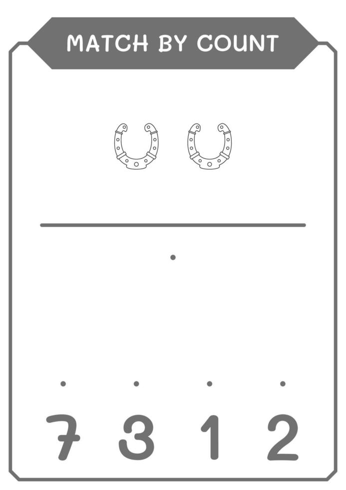 jogo por contagem de ferradura, jogo para crianças. ilustração vetorial, planilha para impressão vetor