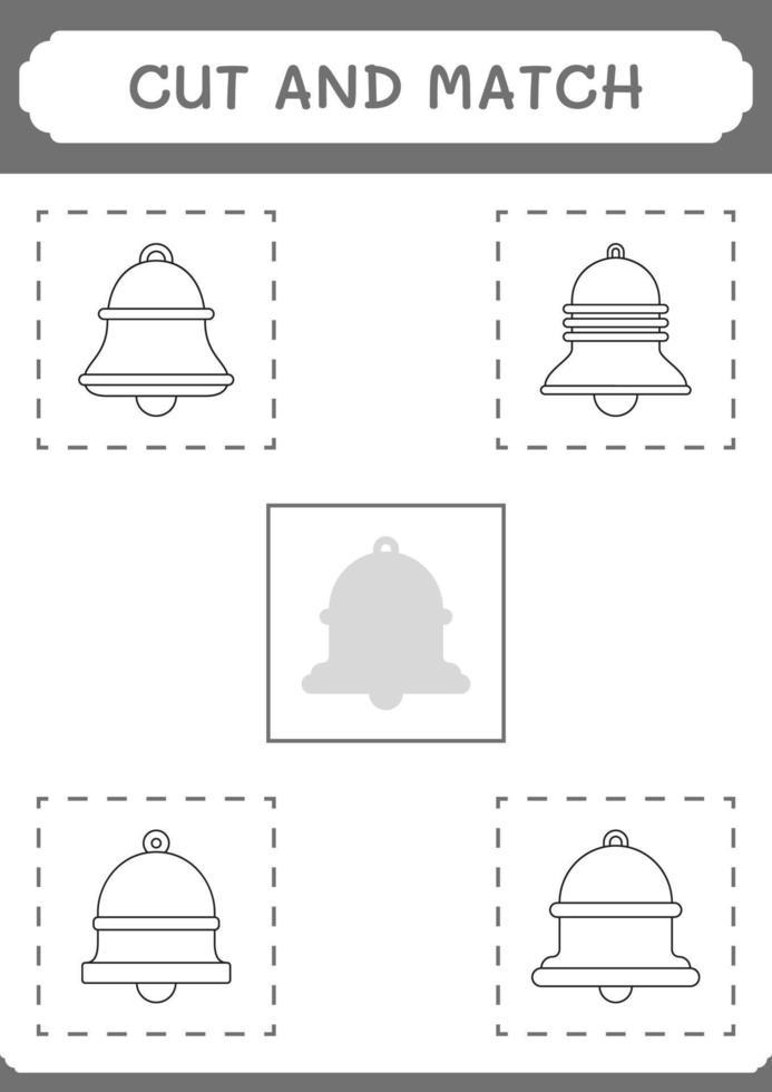 cortar e combinar partes do sino, jogo para crianças. ilustração vetorial, planilha para impressão vetor