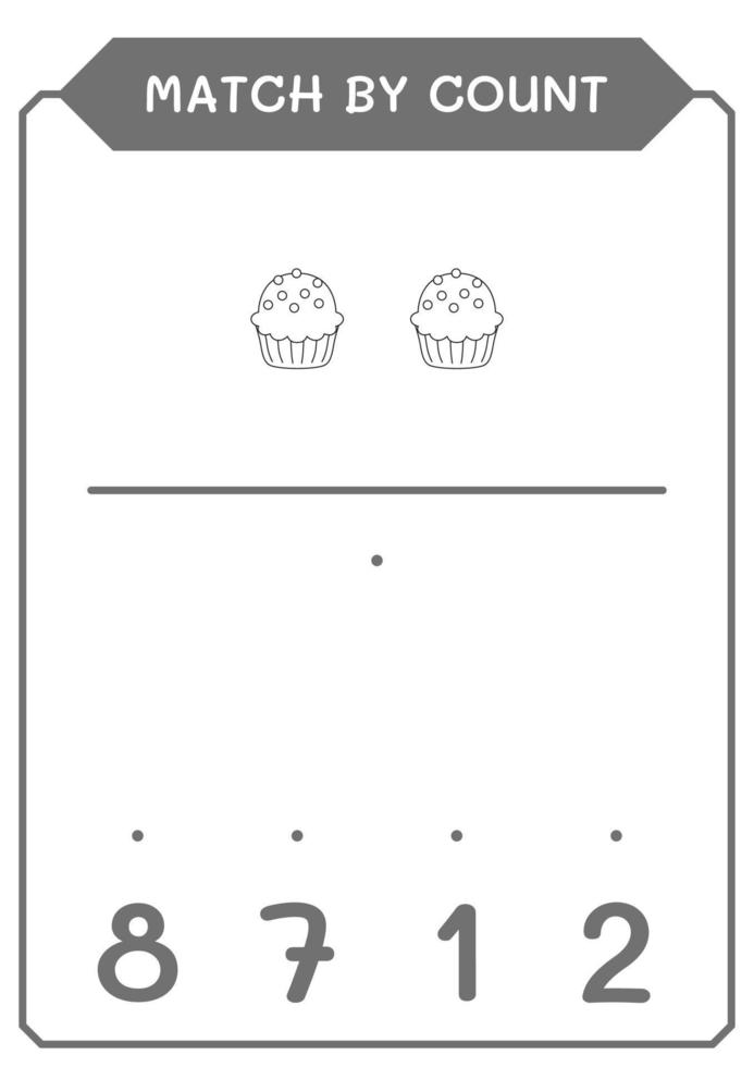 jogo por contagem de cupcake, jogo para crianças. ilustração vetorial, planilha para impressão vetor