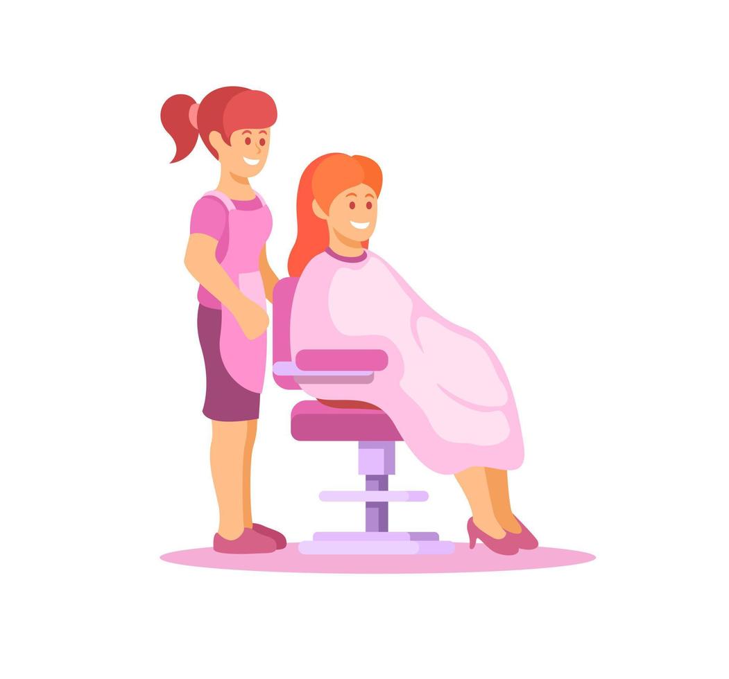 mulher no vetor de ilustração de salão de cabeleireiro