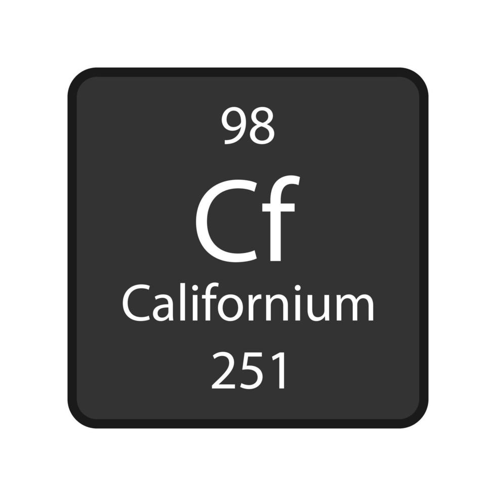 símbolo californiano. elemento químico da tabela periódica. ilustração vetorial. vetor