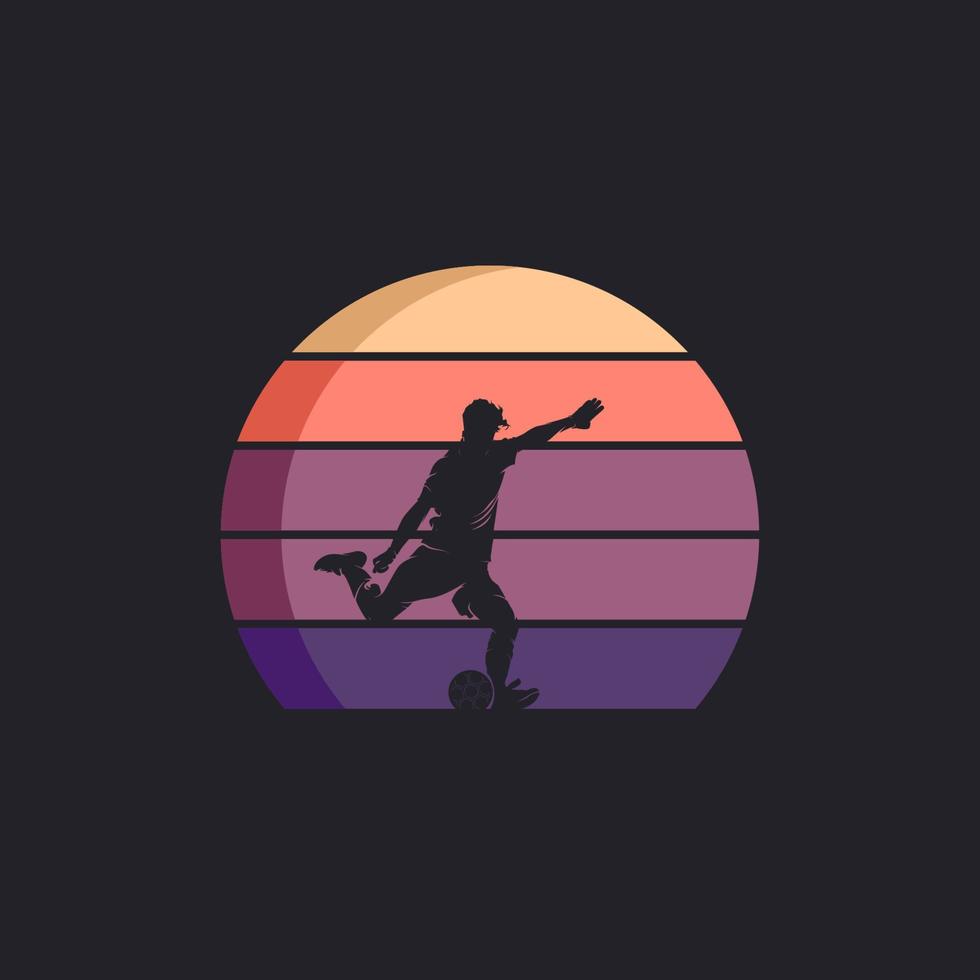 jogador de futebol em modelo de design de logotipo de ação vetor