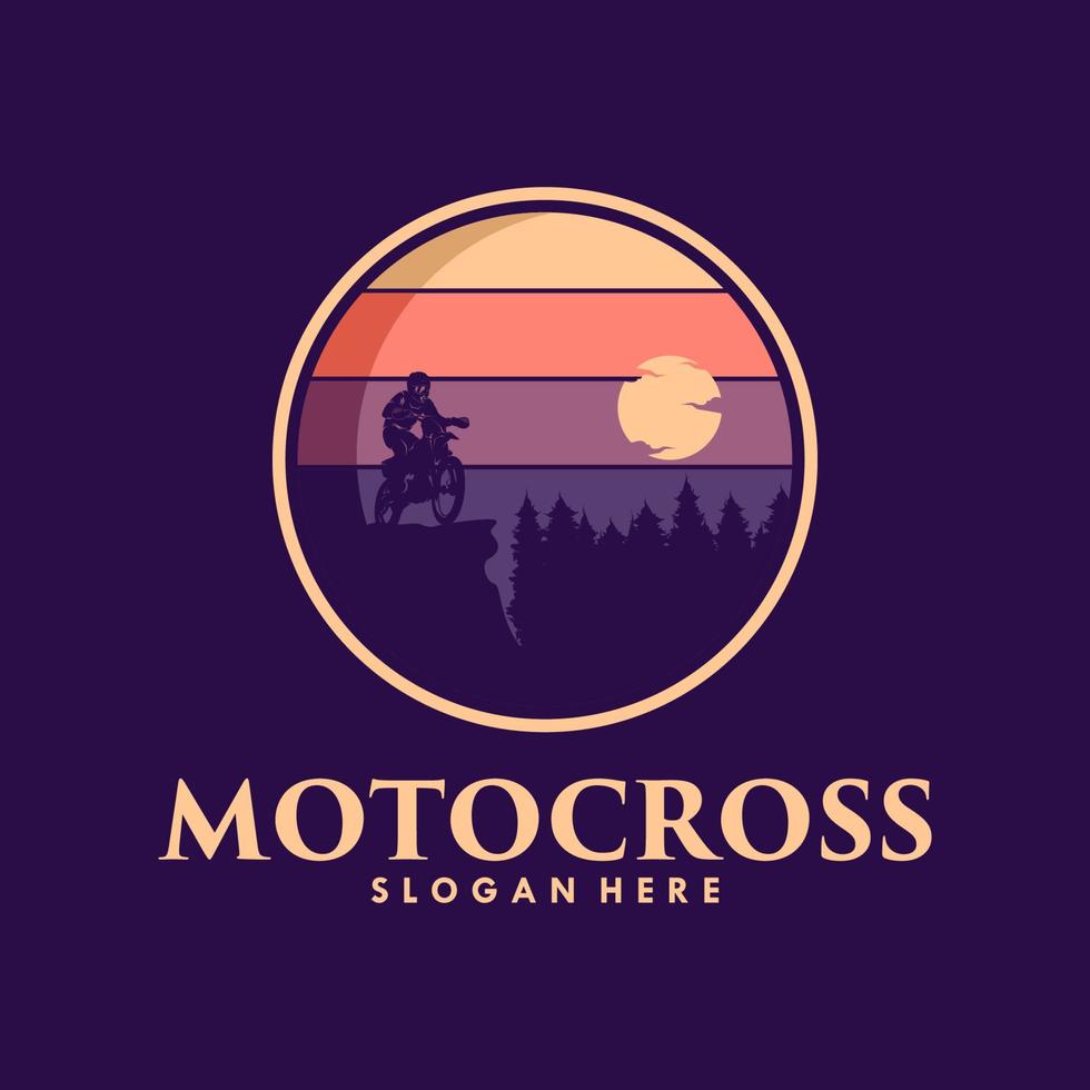design de logotipo de estrada de montanha de motocross de aventura vetor