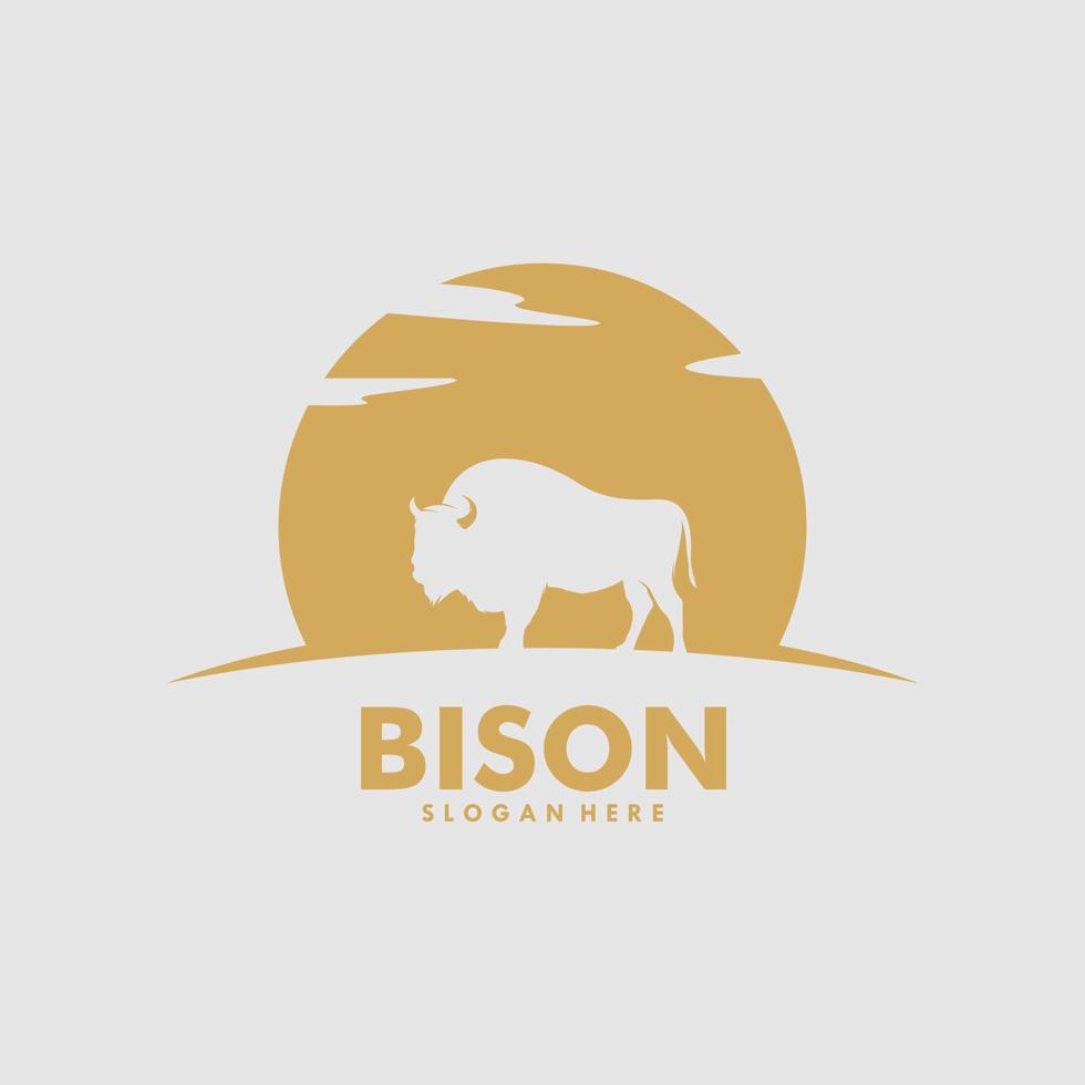 grande conceito de design de logotipo plano simples de bisão selvagem vetor