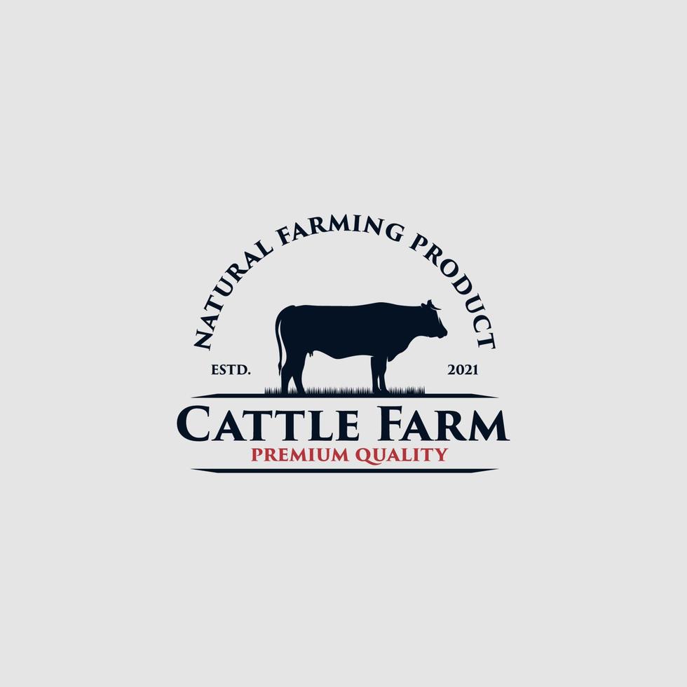 design de logotipo de qualidade premium de fazenda de gado vetor