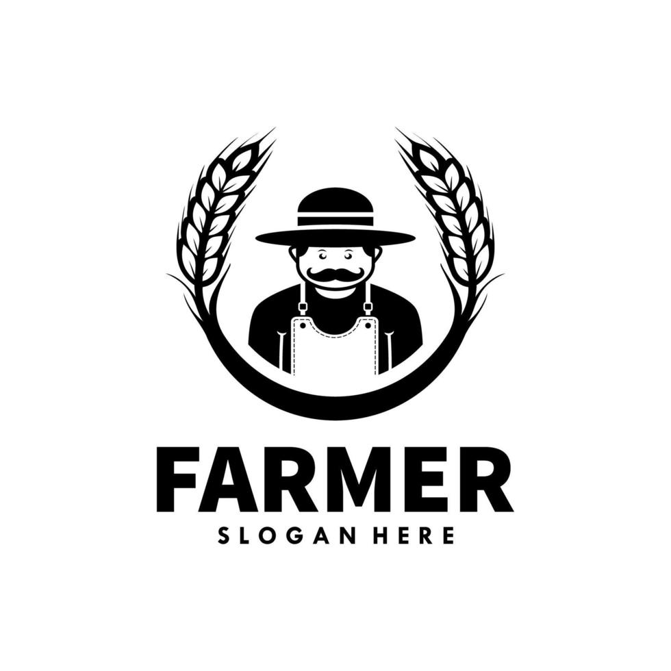 vetor premium de modelo de design de logotipo de agricultor