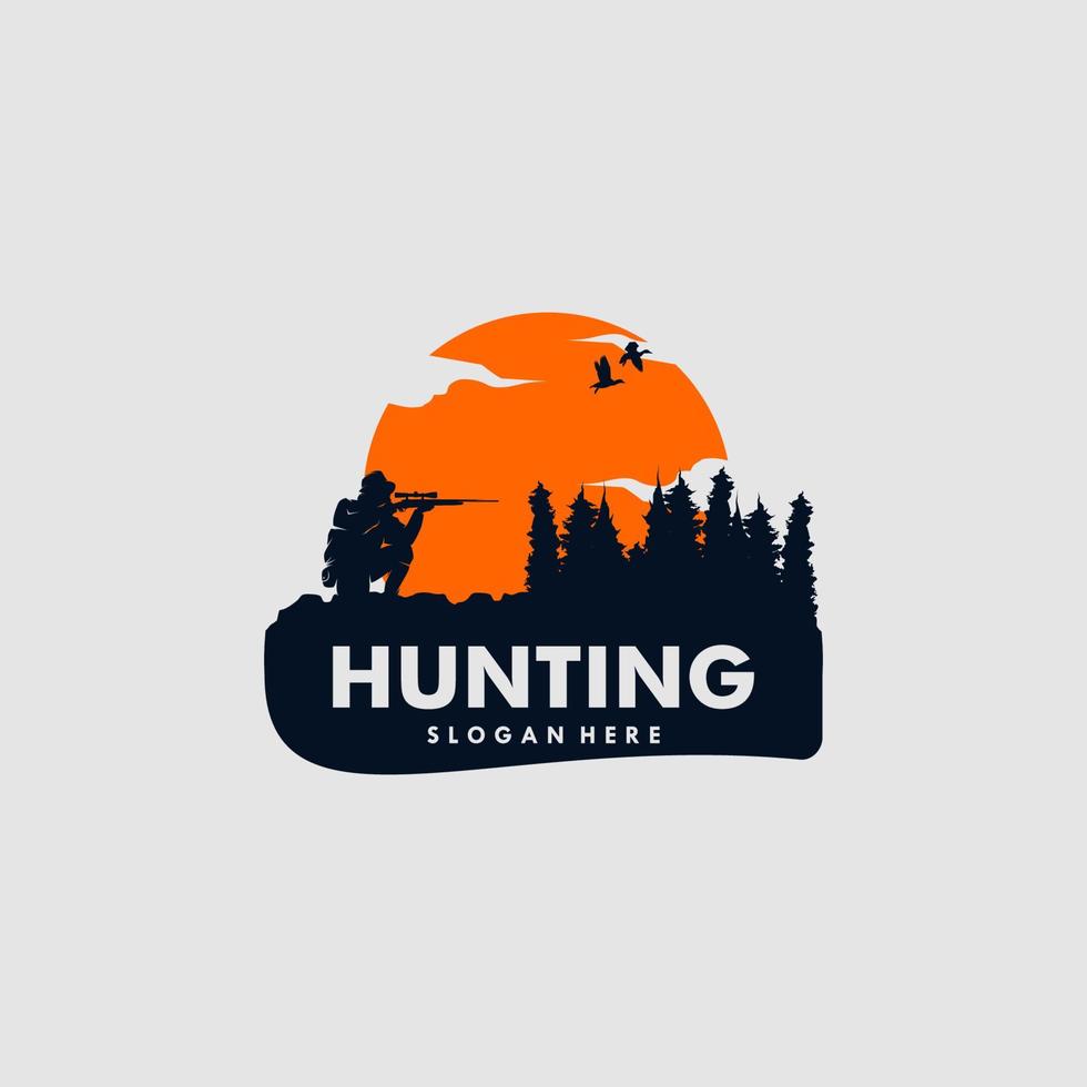 modelo de design de logotipo de montanha de caça vetor
