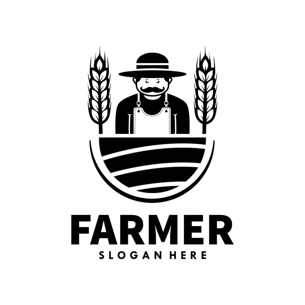 vetor premium de modelo de design de logotipo de agricultor