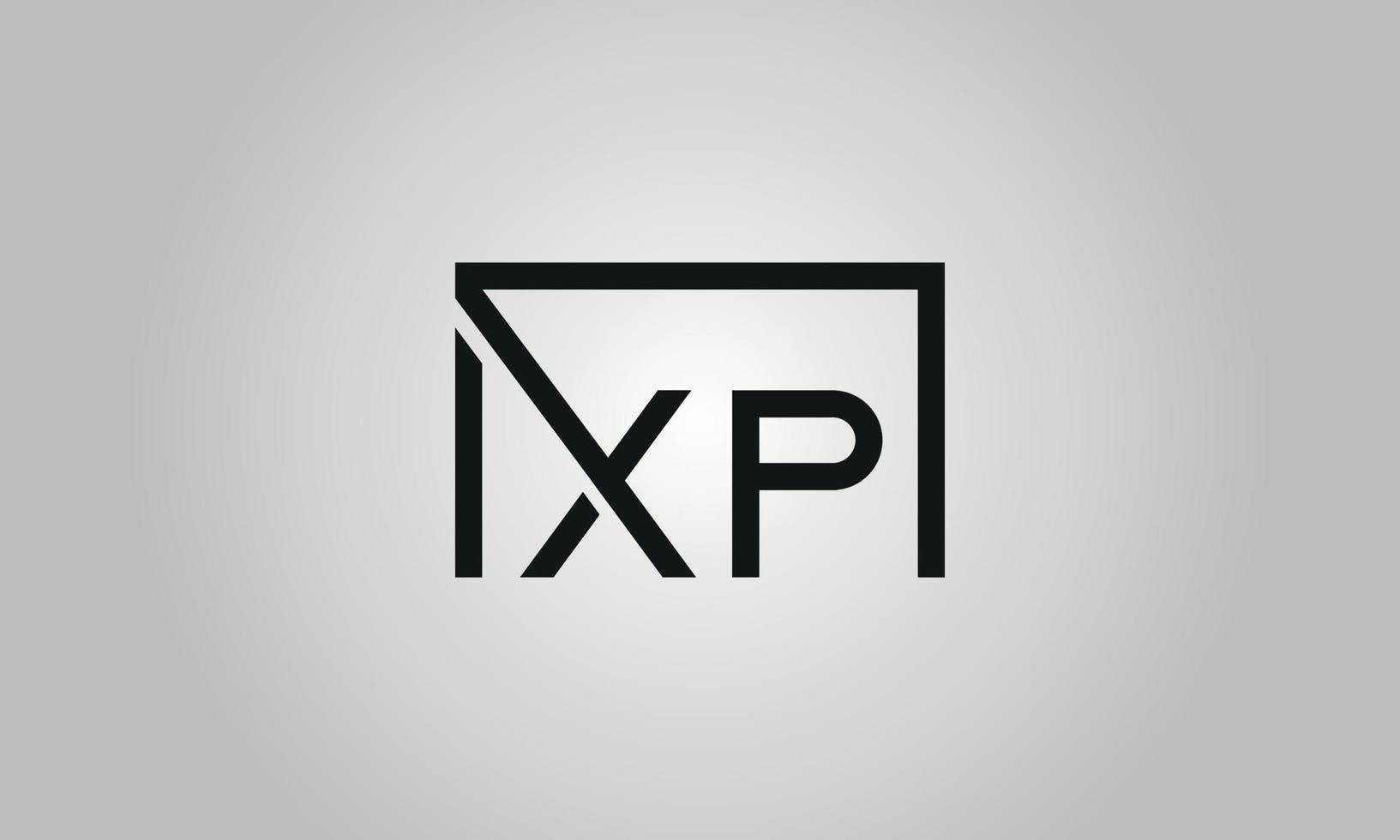 design de logotipo carta xp. xp logotipo com forma quadrada em cores pretas modelo de vetor livre.