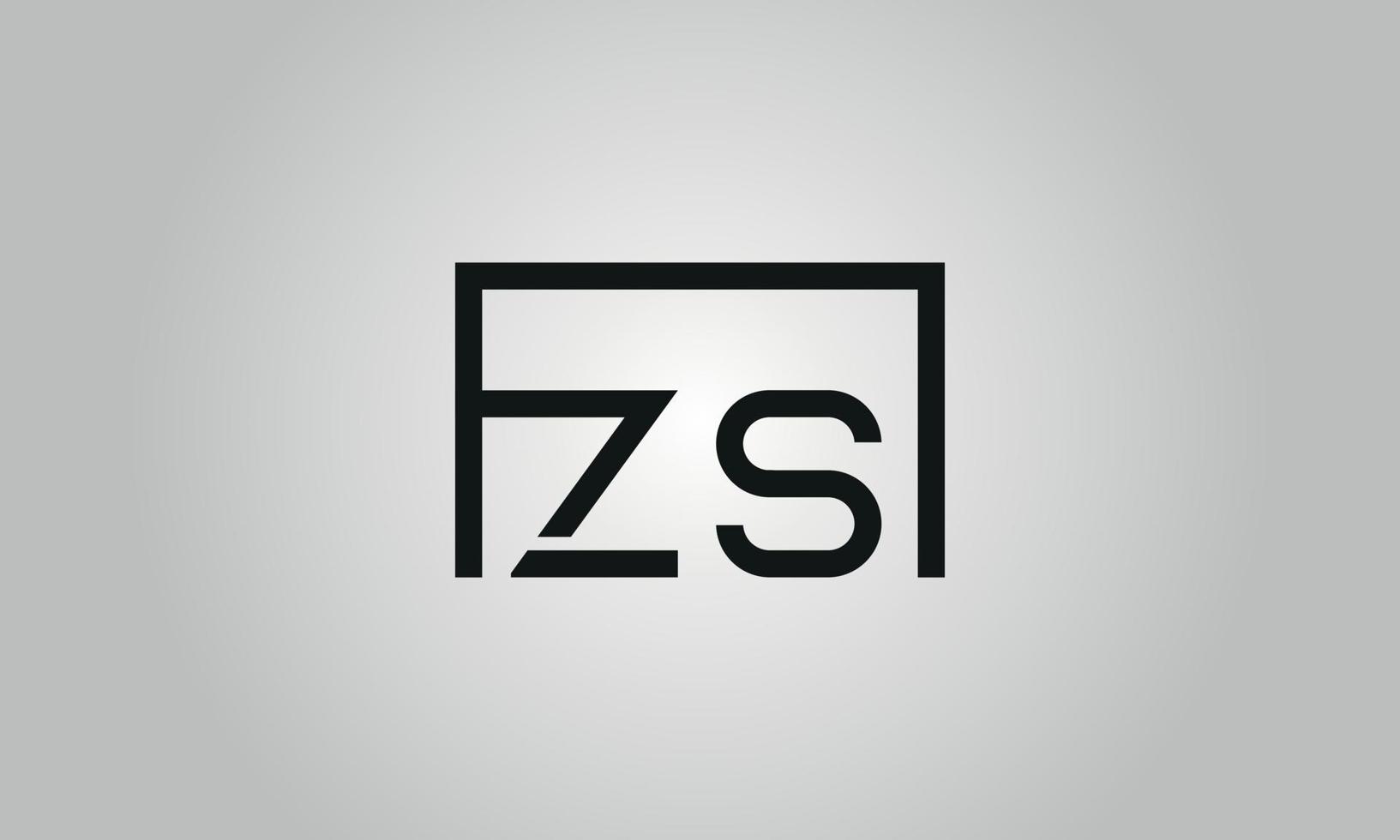 design de logotipo letra zs. zs logotipo com forma quadrada em cores pretas modelo de vetor livre.