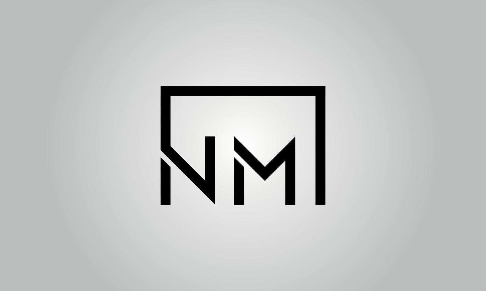 design de logotipo de letra nm. nm logotipo com forma quadrada em cores pretas modelo de vetor livre.