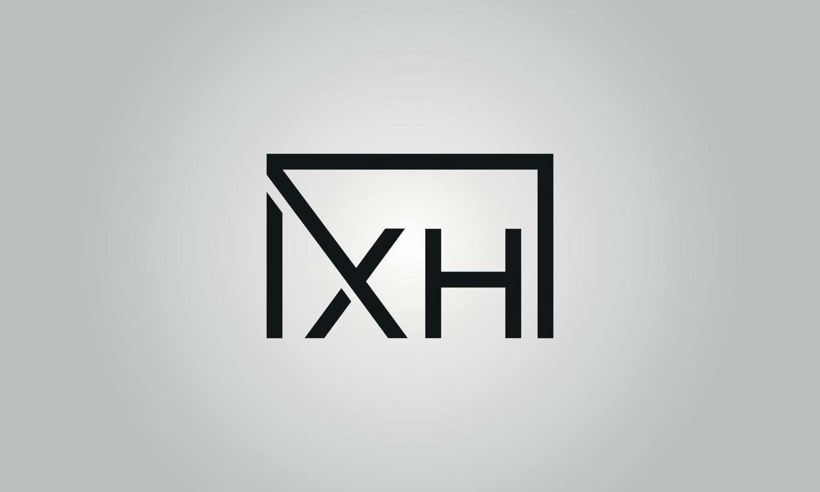 design de logotipo letra xh. xh logotipo com forma quadrada em cores pretas modelo de vetor livre.