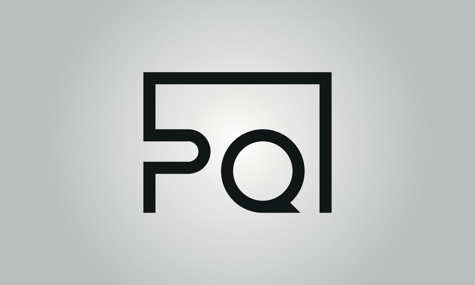 carta pq design de logotipo. pq logotipo com forma quadrada em cores pretas vector modelo de vetor livre.