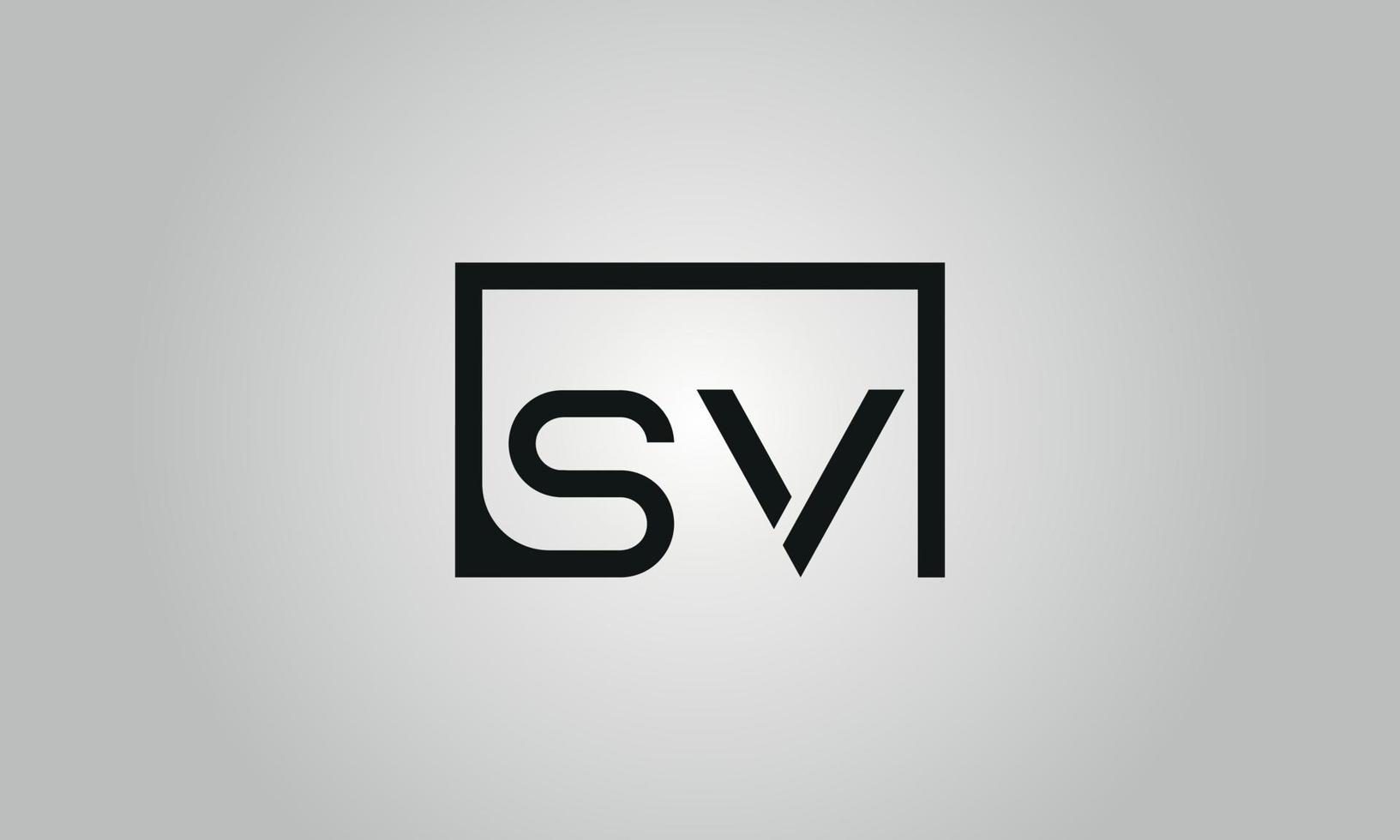 design de logotipo de letra sv. sv logotipo com forma quadrada em cores pretas modelo de vetor livre.