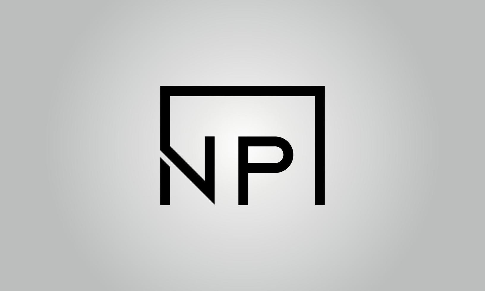 design de logotipo de letra np. np logotipo com forma quadrada em cores pretas modelo de vetor livre.