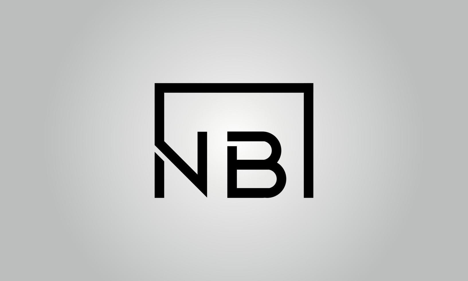 design de logotipo de letra nb. nb logotipo com forma quadrada em cores pretas modelo de vetor livre.