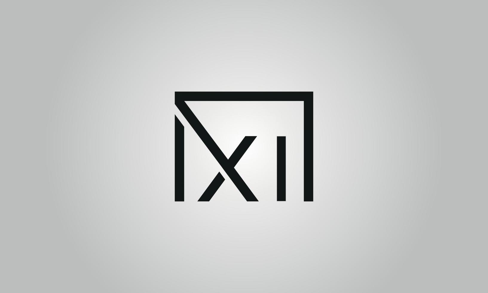 design de logotipo letra xi. xi logotipo com forma quadrada em cores pretas modelo de vetor livre.