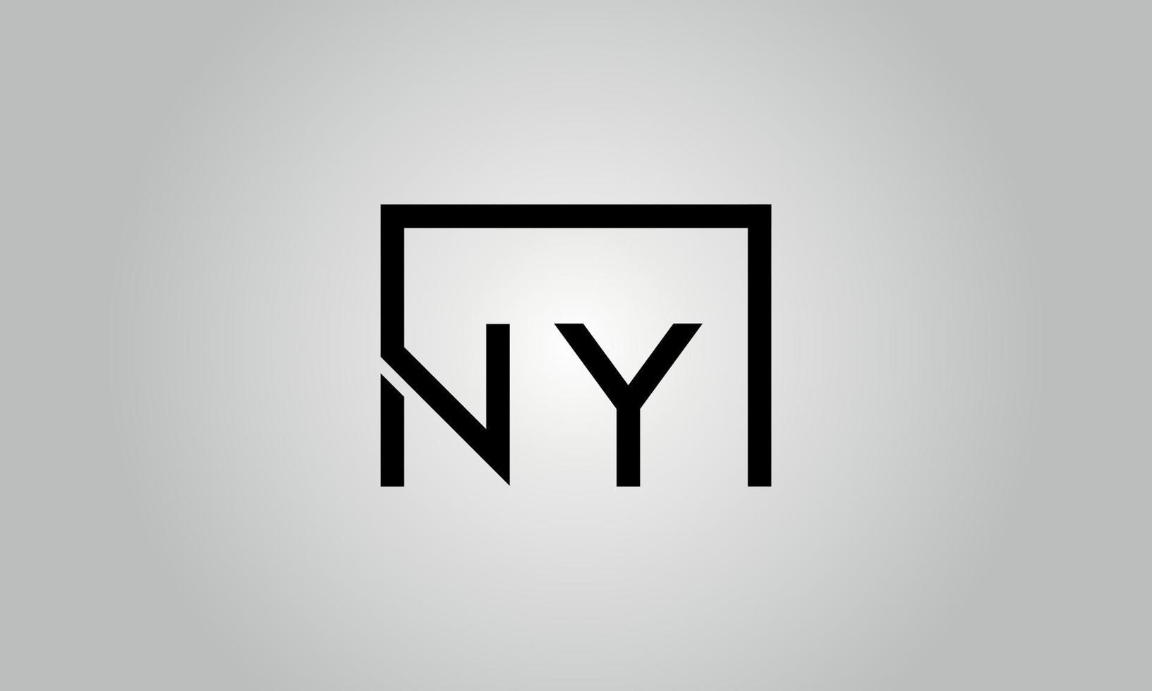 design de logotipo de letra ny. ny logotipo com forma quadrada em cores pretas modelo de vetor livre.