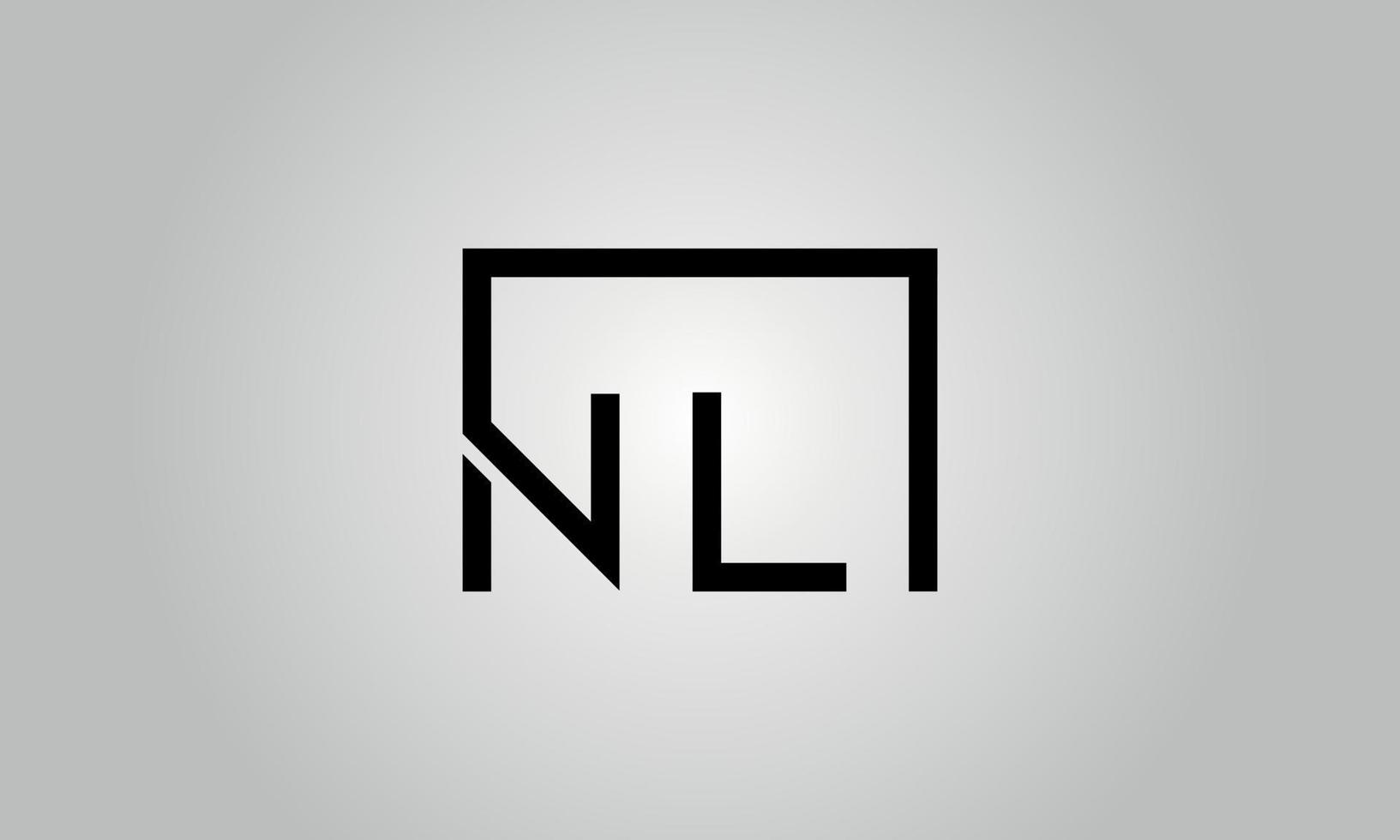 design de logotipo letra nl. nl logotipo com forma quadrada em cores pretas modelo de vetor livre.