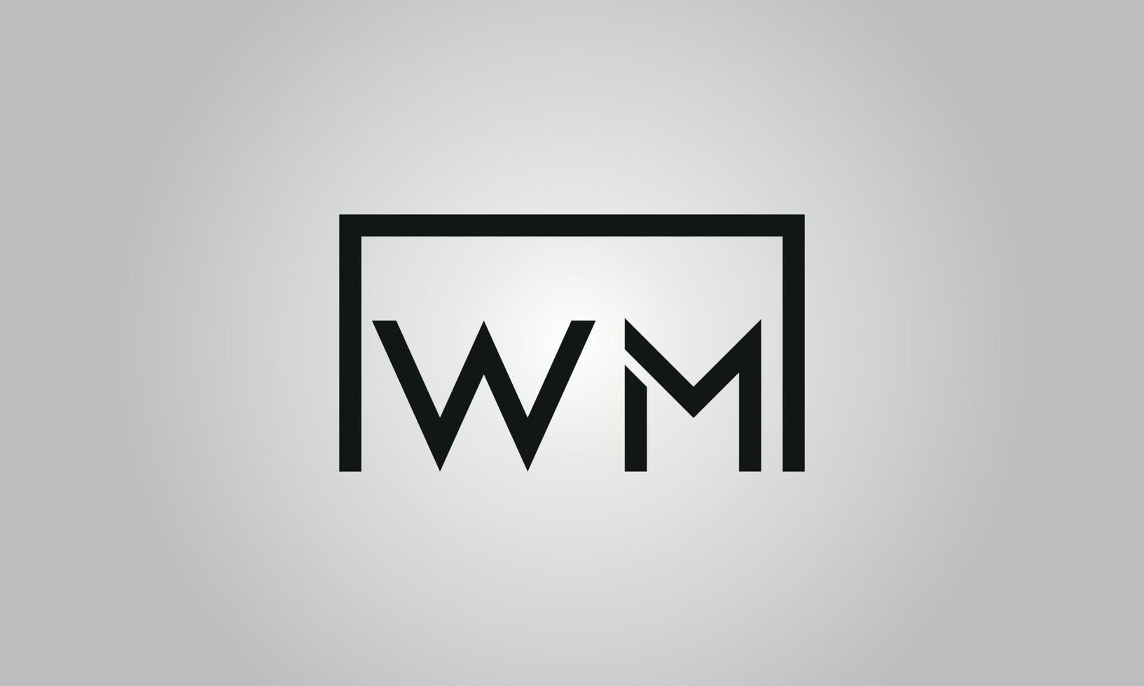 design de logotipo de letra wm. wm logotipo com forma quadrada em cores pretas modelo de vetor livre.