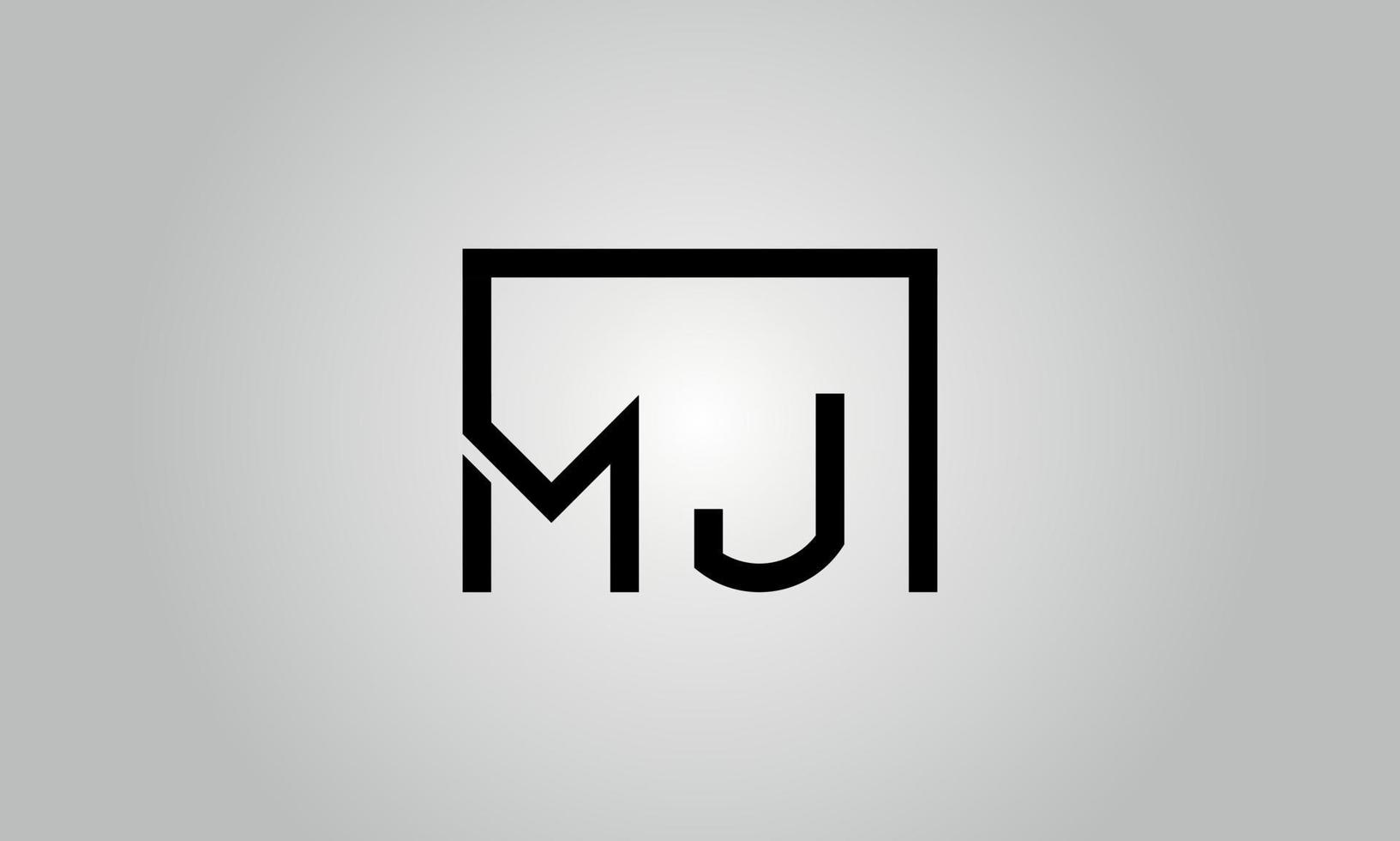 design de logotipo de letra mj. mj logotipo com forma quadrada em cores pretas modelo de vetor livre.