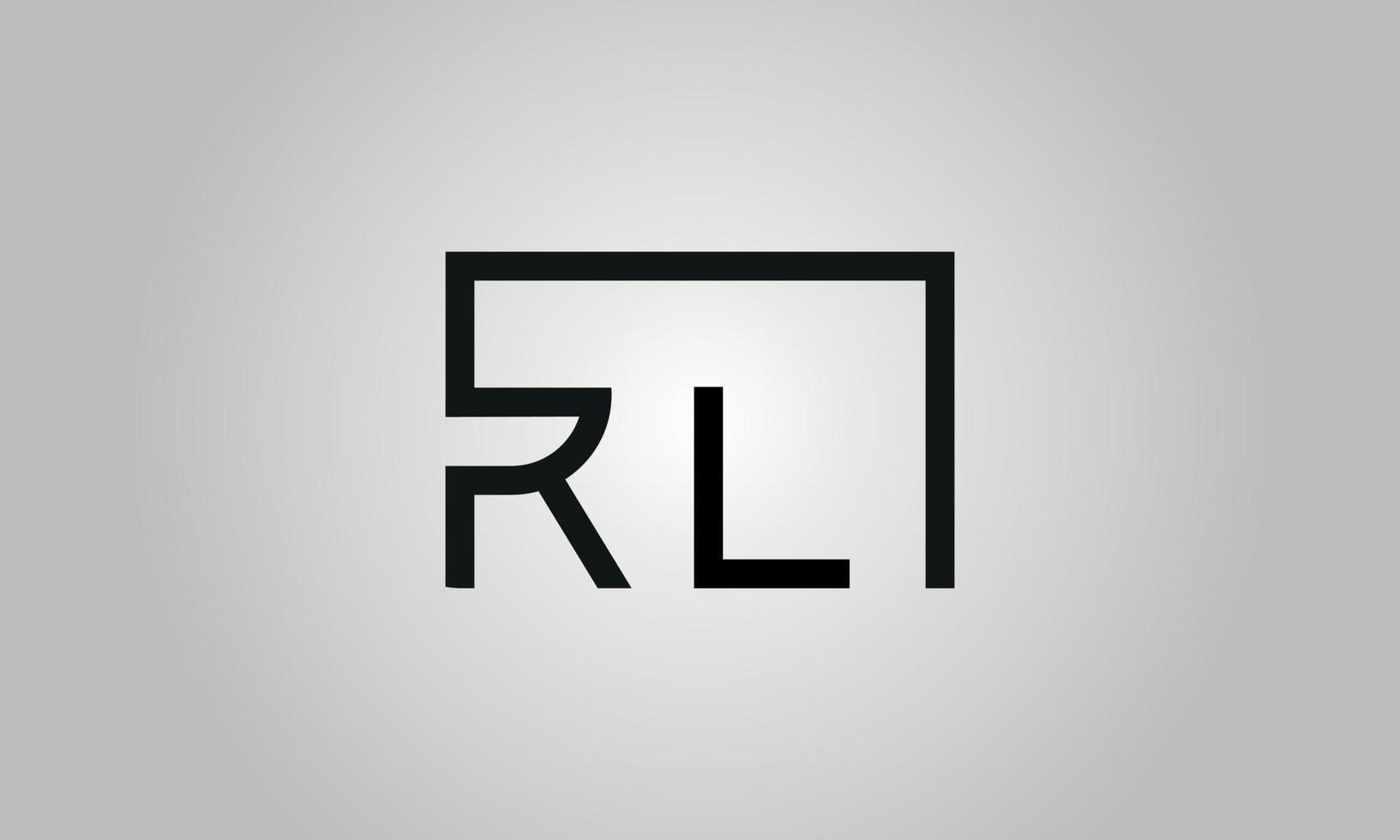 design de logotipo de letra rl. rl logotipo com forma quadrada em cores pretas modelo de vetor livre.