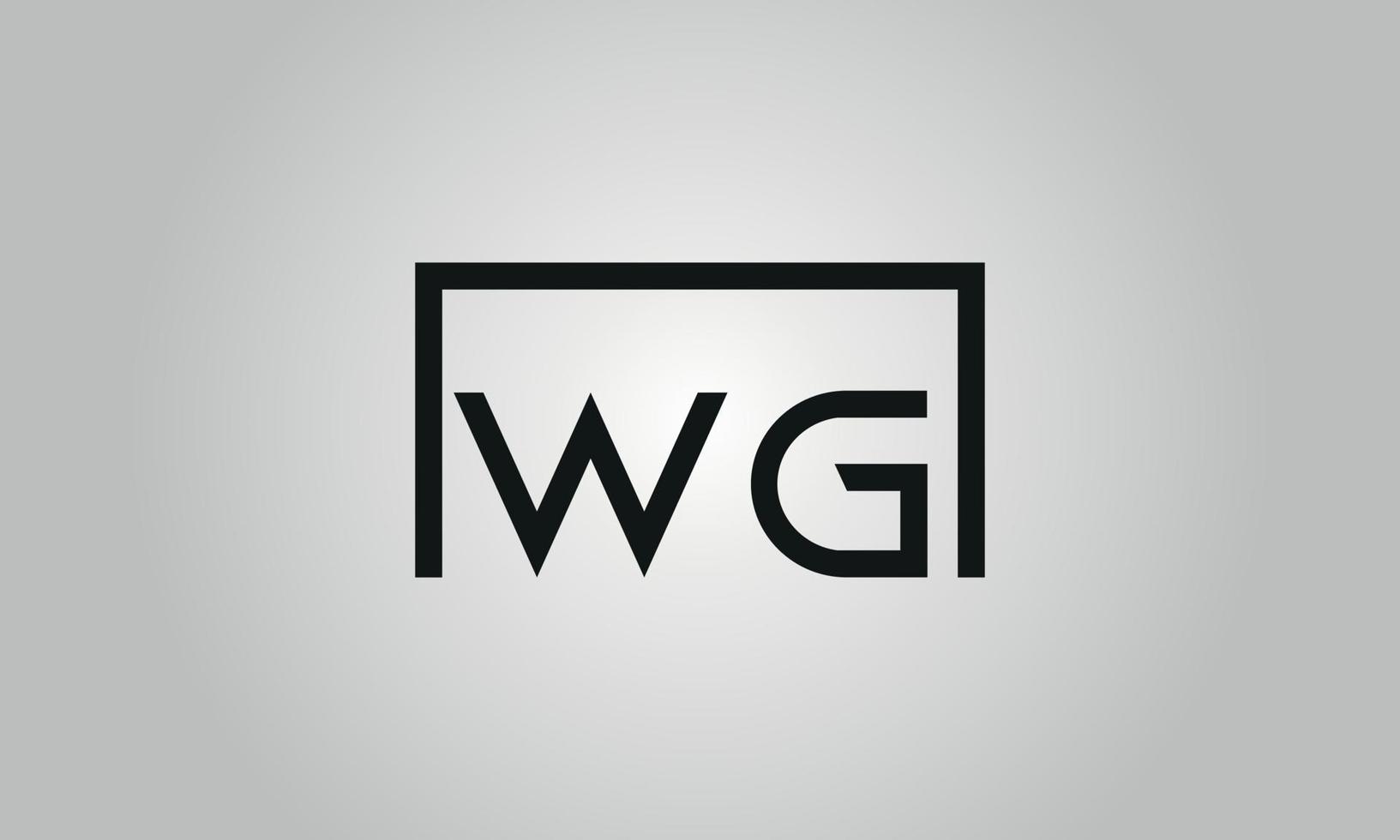 design de logotipo de letra wg. wg logotipo com forma quadrada em cores pretas modelo de vetor livre.