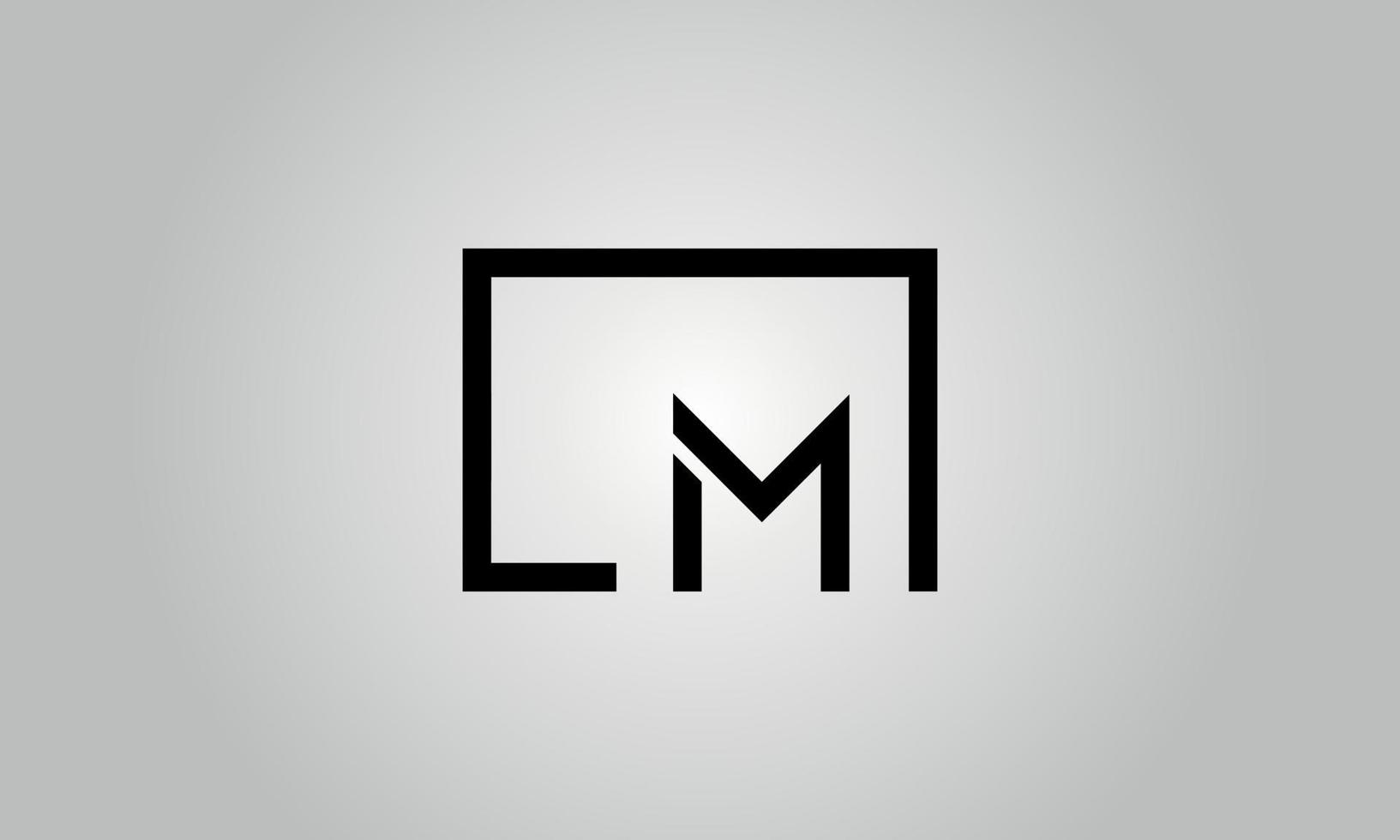 design de logotipo de letra lm. lm logotipo com forma quadrada em cores pretas modelo de vetor livre.