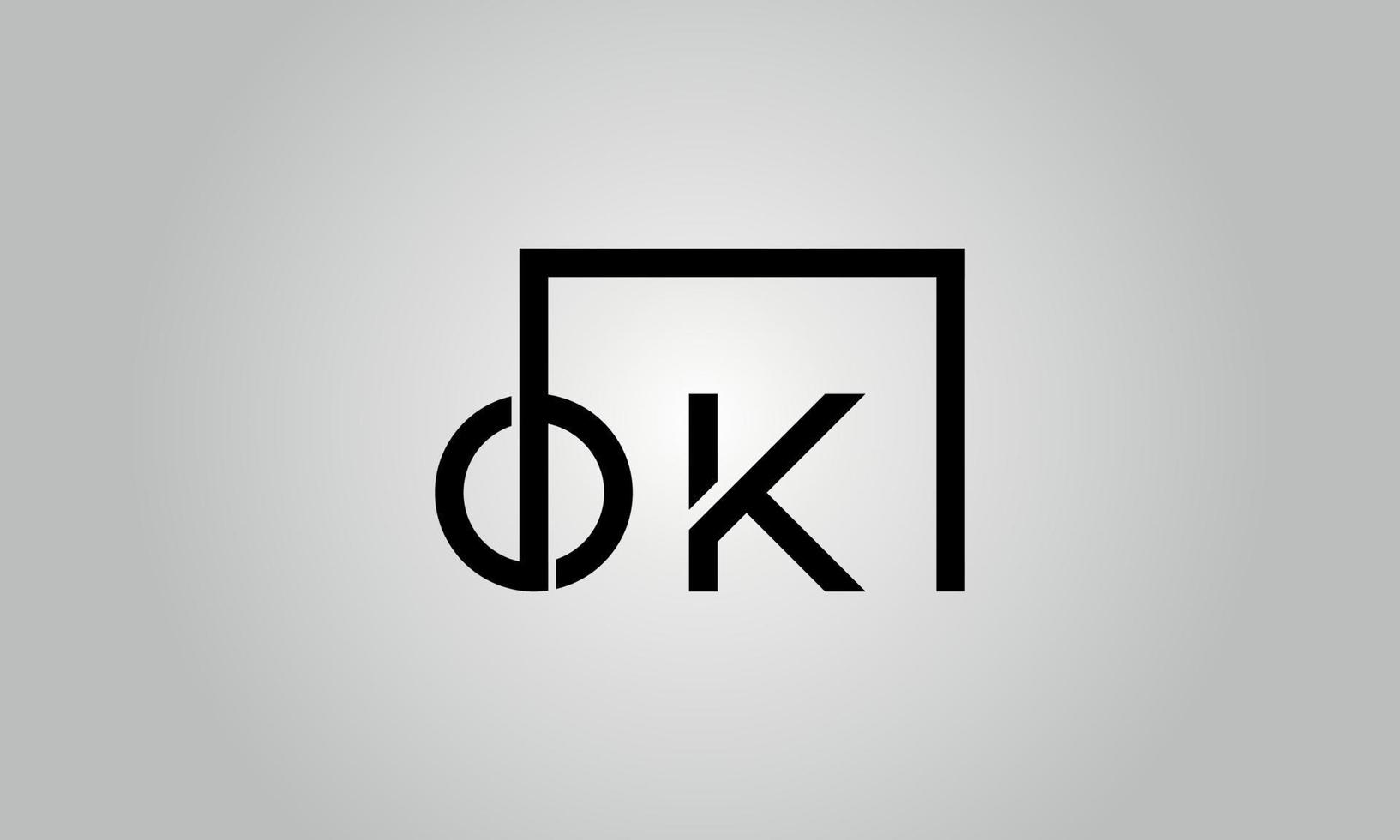 carta ok design de logotipo. ok logotipo com forma quadrada em cores pretas modelo de vetor livre.