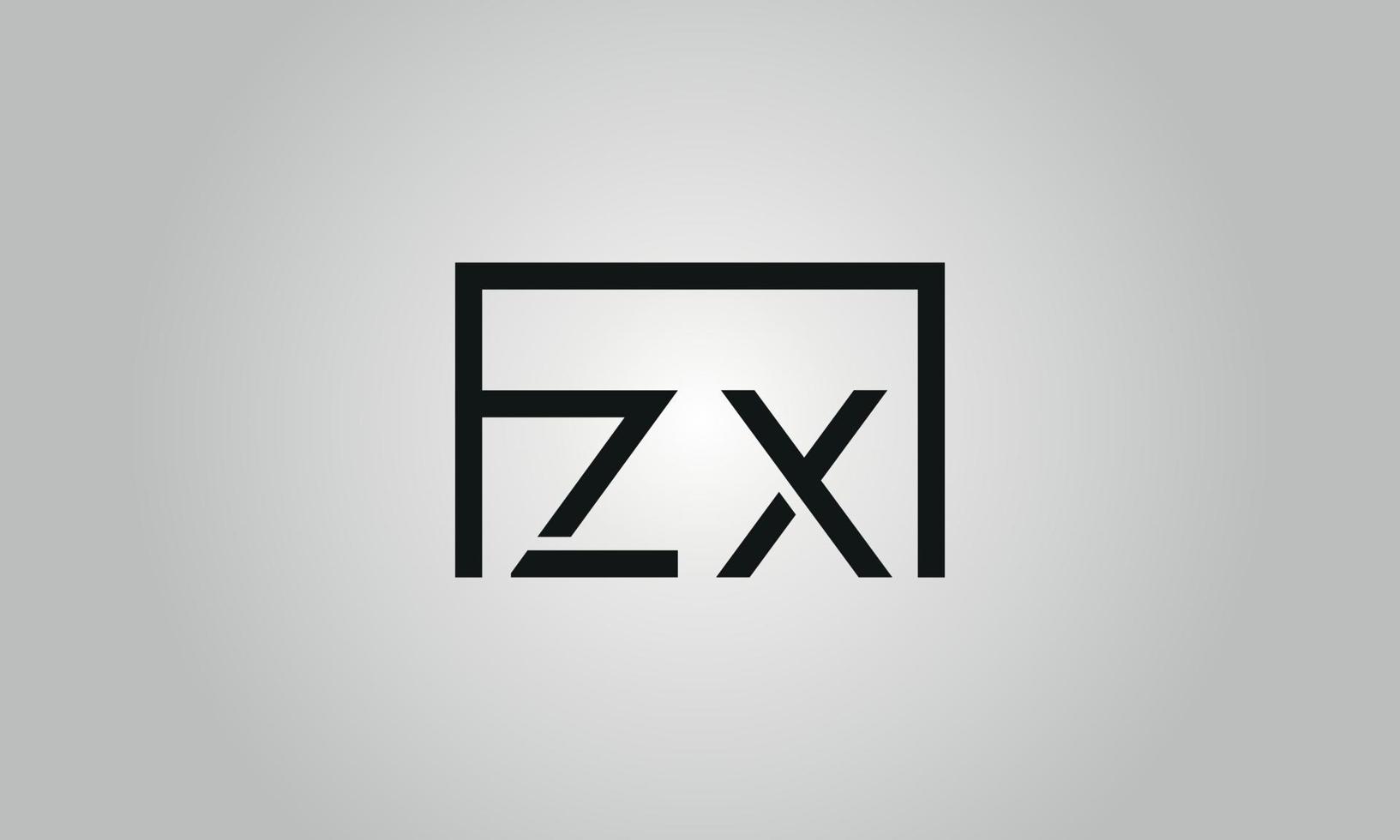 design de logotipo letra zx. zx logotipo com forma quadrada em cores pretas modelo de vetor livre.