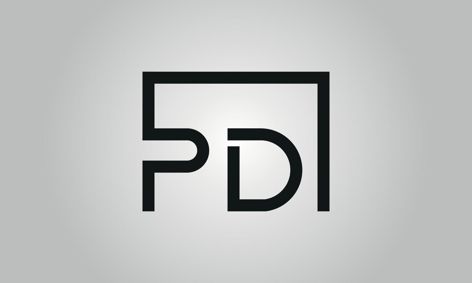carta pd design de logotipo. pd logotipo com forma quadrada em cores pretas modelo de vetor livre.