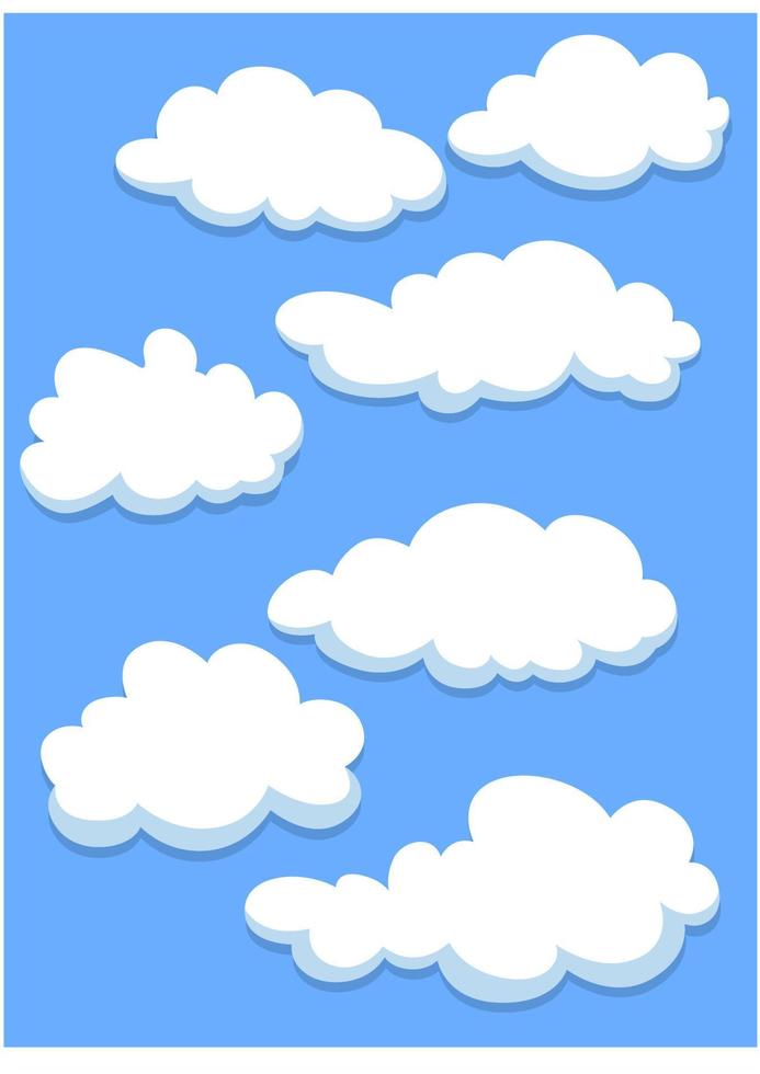 desenhos animados nuvens brancas no céu vetor