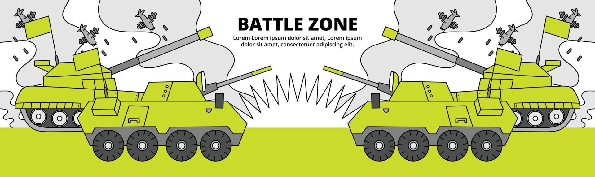 bandeira de conceito de zona de batalha militar ilustração desenhada à mão vetor