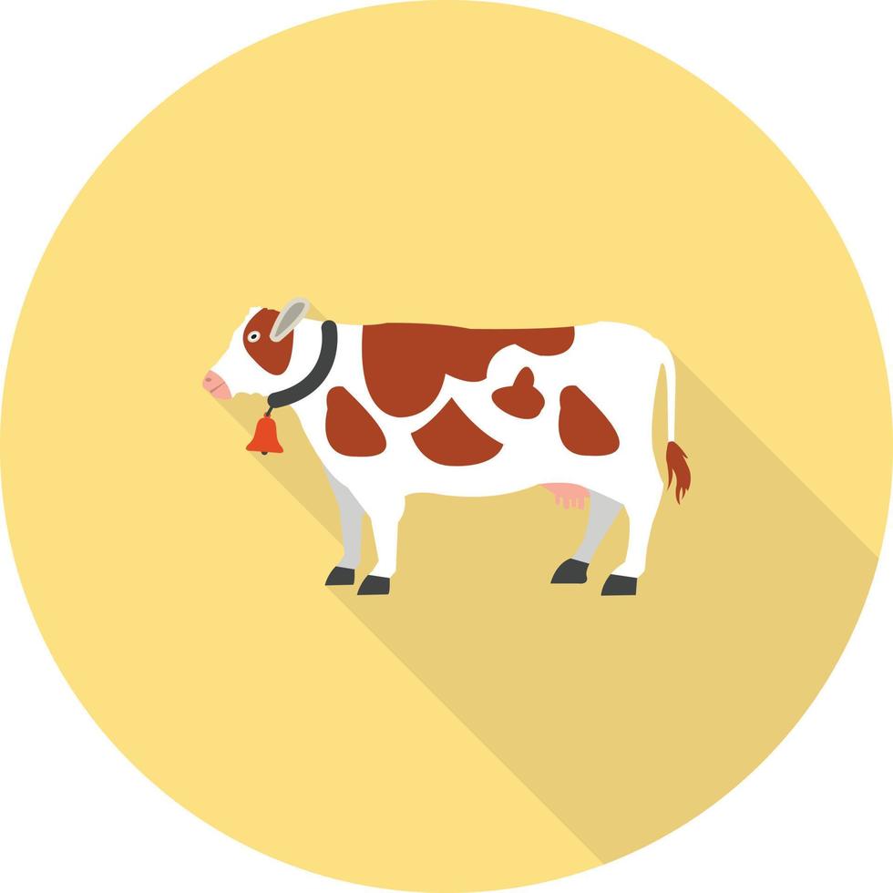 ícone de sombra longa plana de vaca vetor