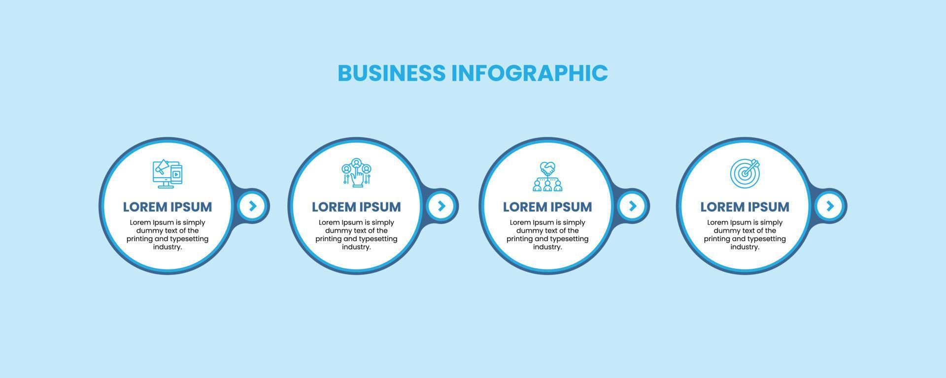 modelo de design de infográfico de negócios com 4 opções, etapas ou processos. design de linha do tempo para brochura e apresentação. layout de design infográfico vetor