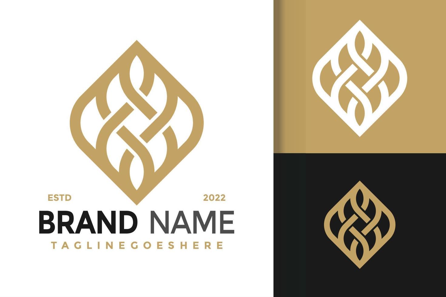 design de logotipo de folha elegante de luxo, vetor de logotipos de identidade de marca, logotipo moderno, modelo de ilustração vetorial de designs de logotipo