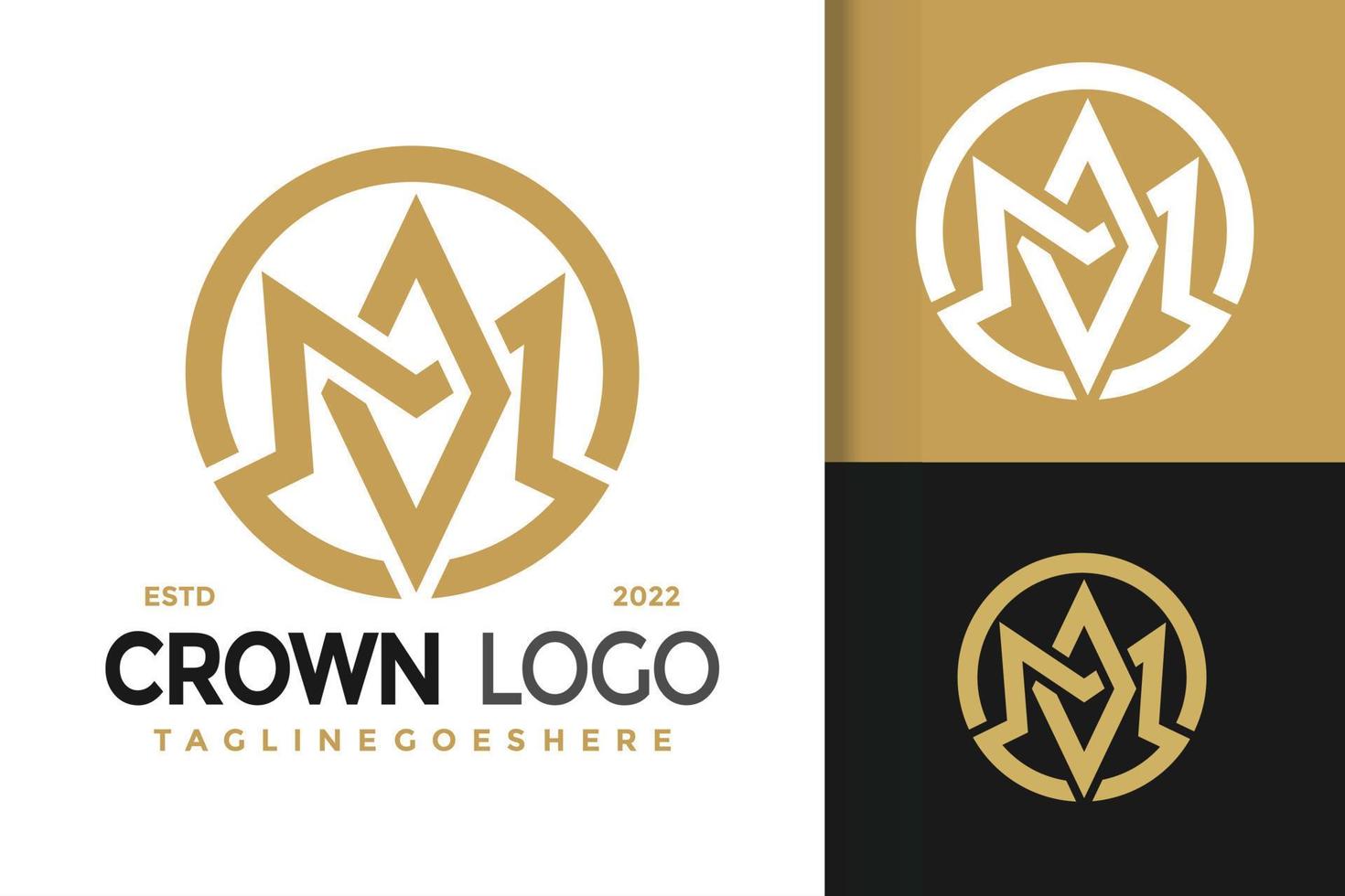 letra m coroa design de logotipo criativo, vetor de logotipos de identidade de marca, logotipo moderno, modelo de ilustração vetorial de designs de logotipo