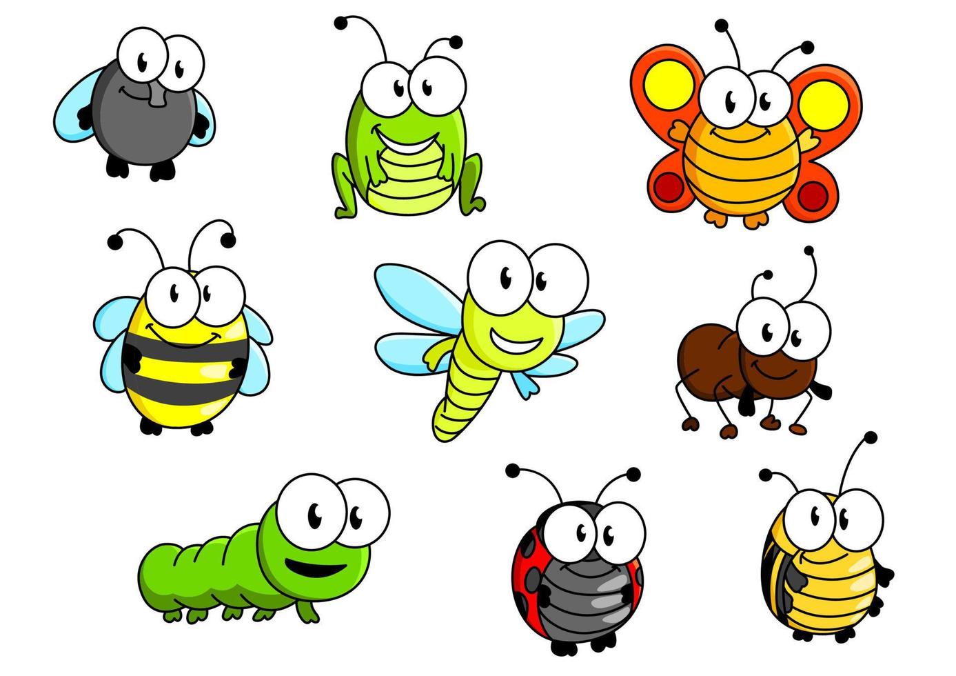 conjunto de insetos de desenho animado vetor