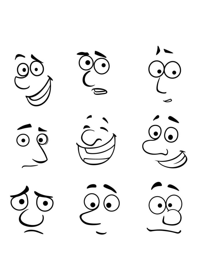 rostos de desenhos animados com emoções vetor