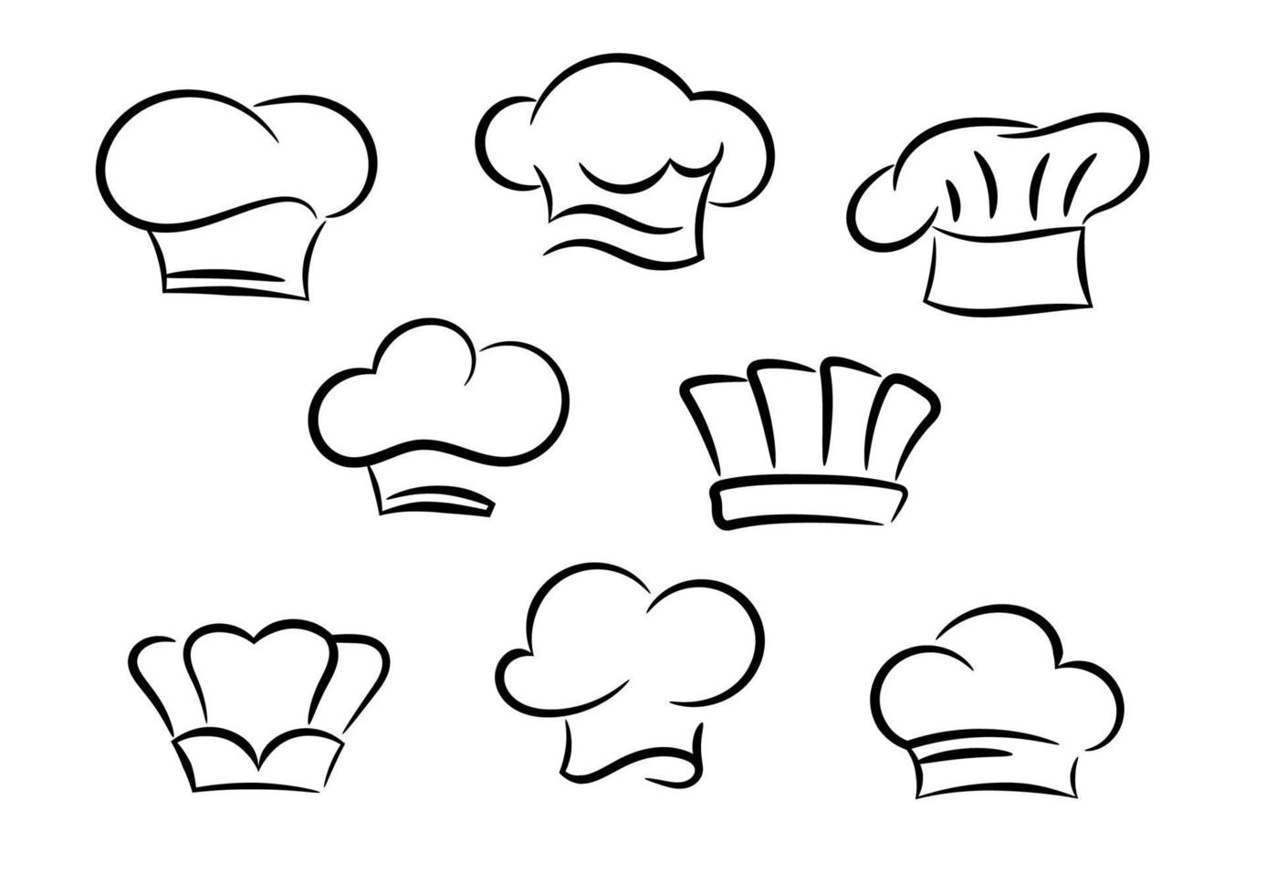 conjunto de chapéus de chef e cozinheiro vetor