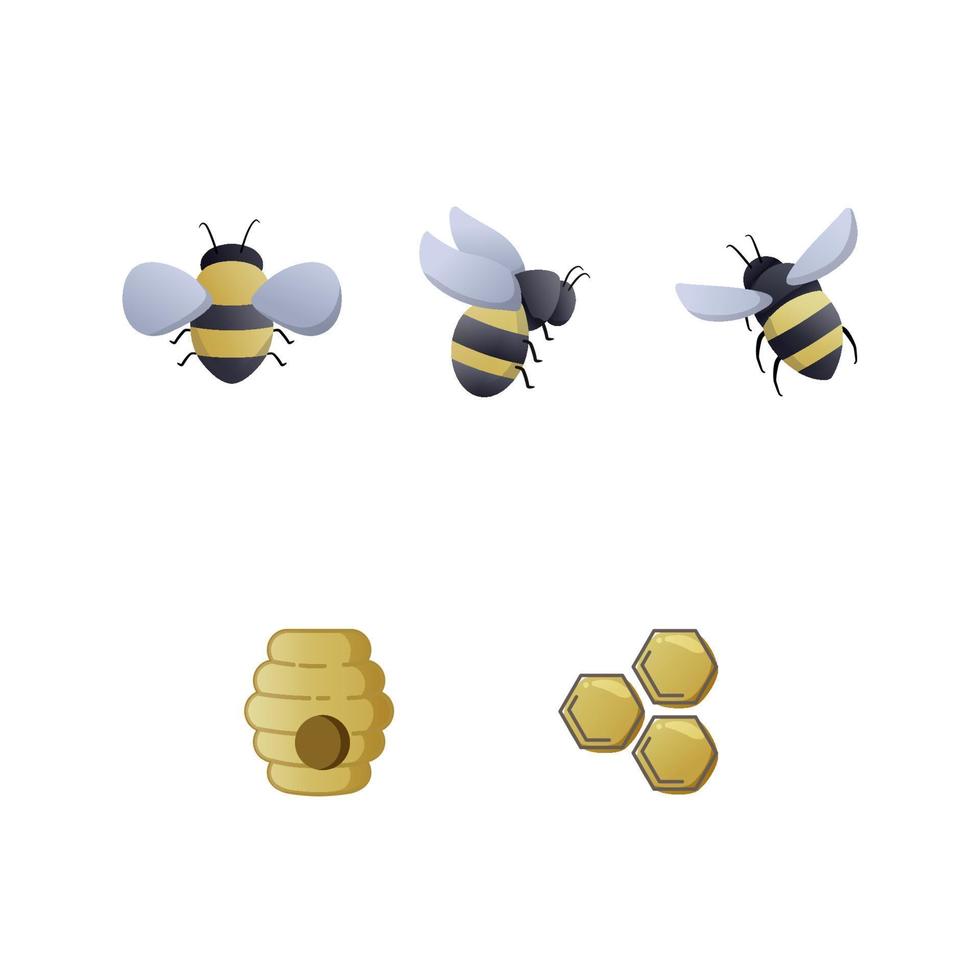 conjunto de coleções de ilustração de abelha e mel vetor