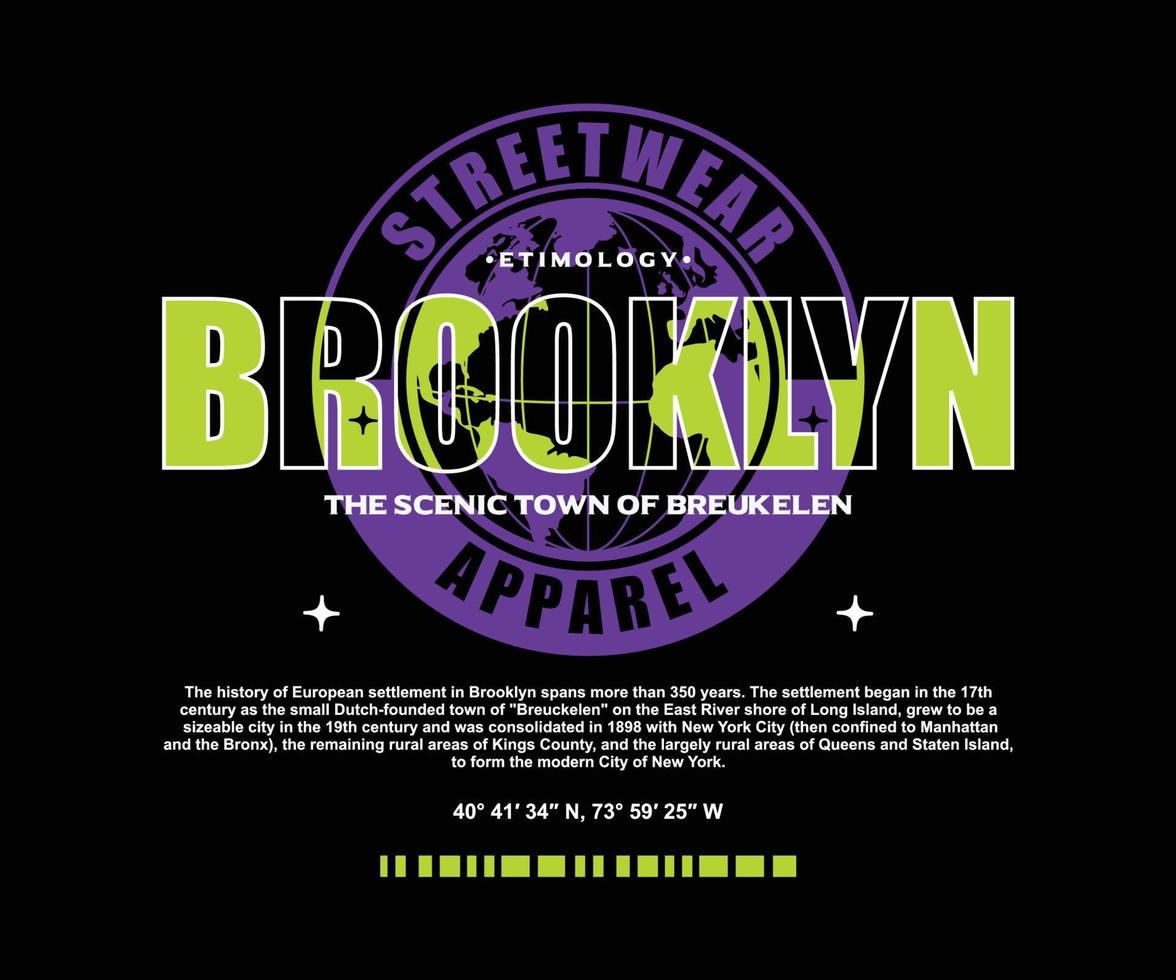 design de camiseta futurista do brooklyn nova york, gráfico vetorial, pôster tipográfico ou camisetas street wear e estilo urbano vetor