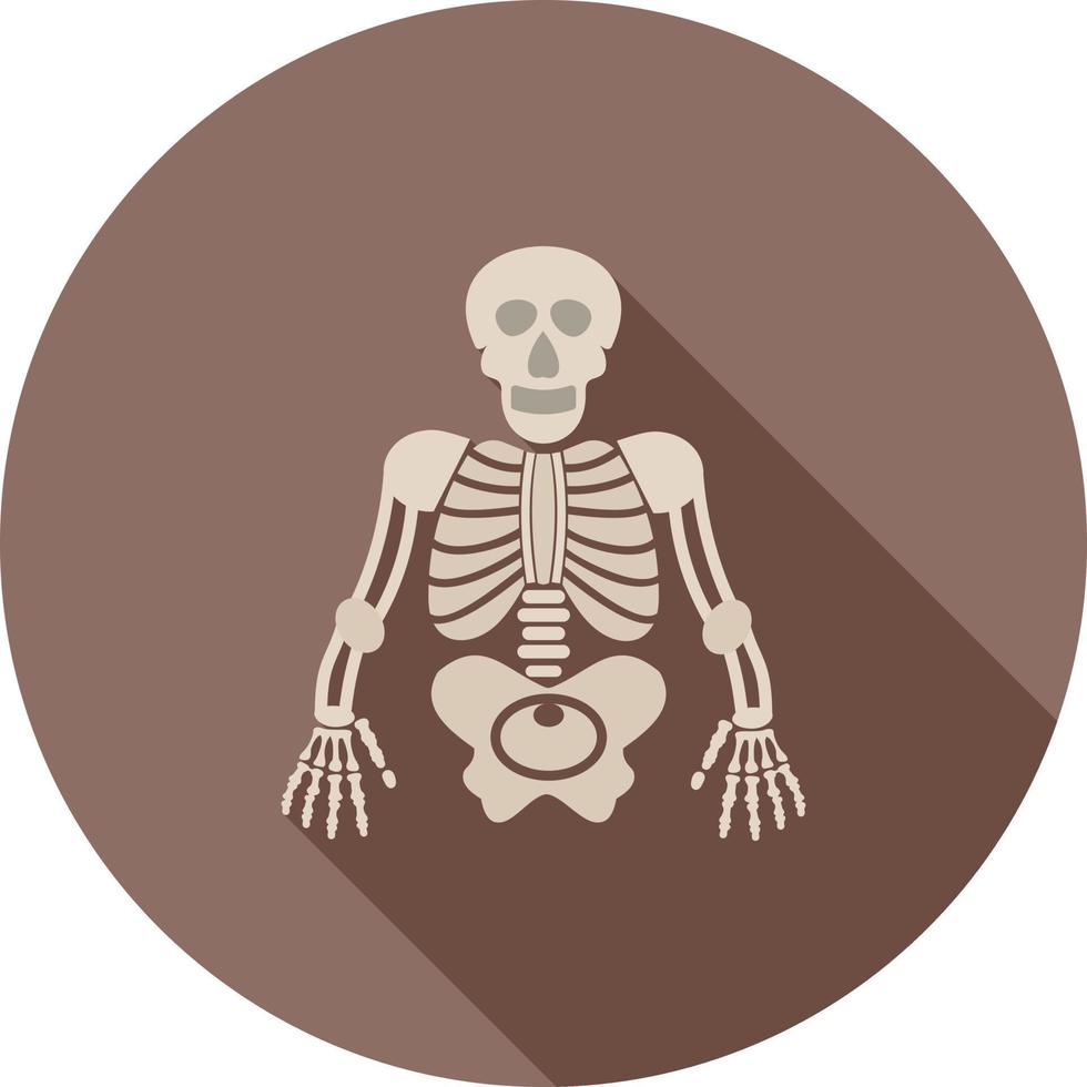 ícone de sombra plana de esqueleto humano vetor