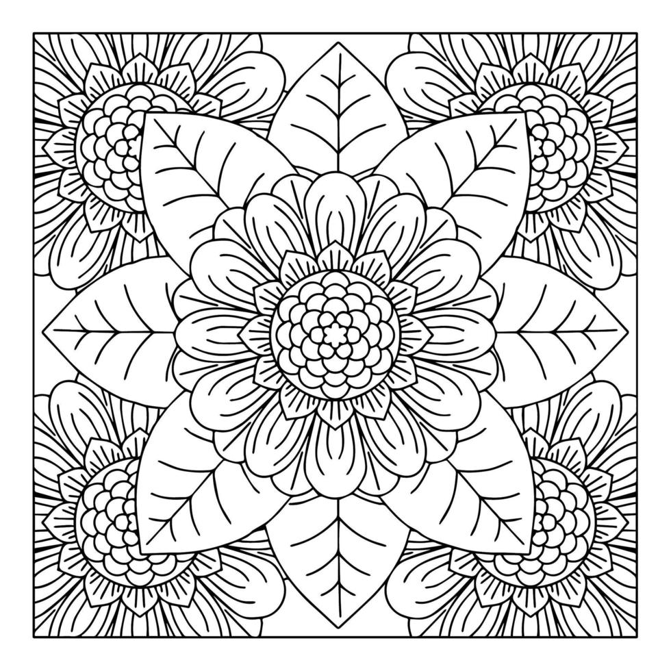 desenho de impressão elemento de contorno de flor para colorir vetor