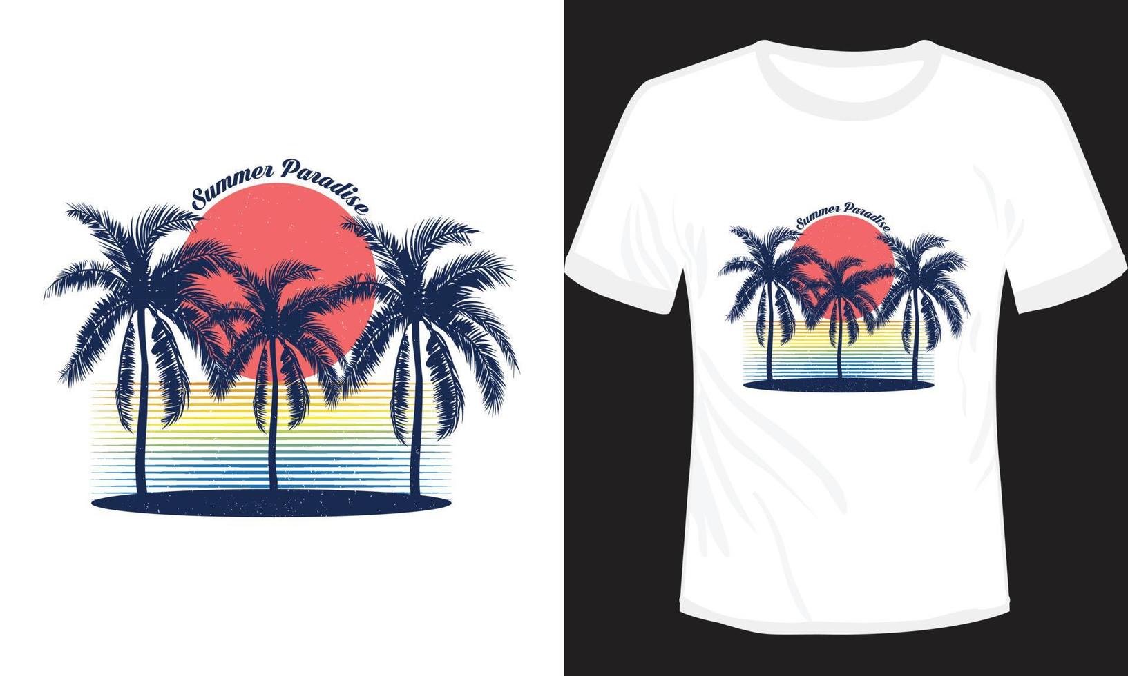 ilustração vetorial de design de camiseta de paraíso de verão vetor